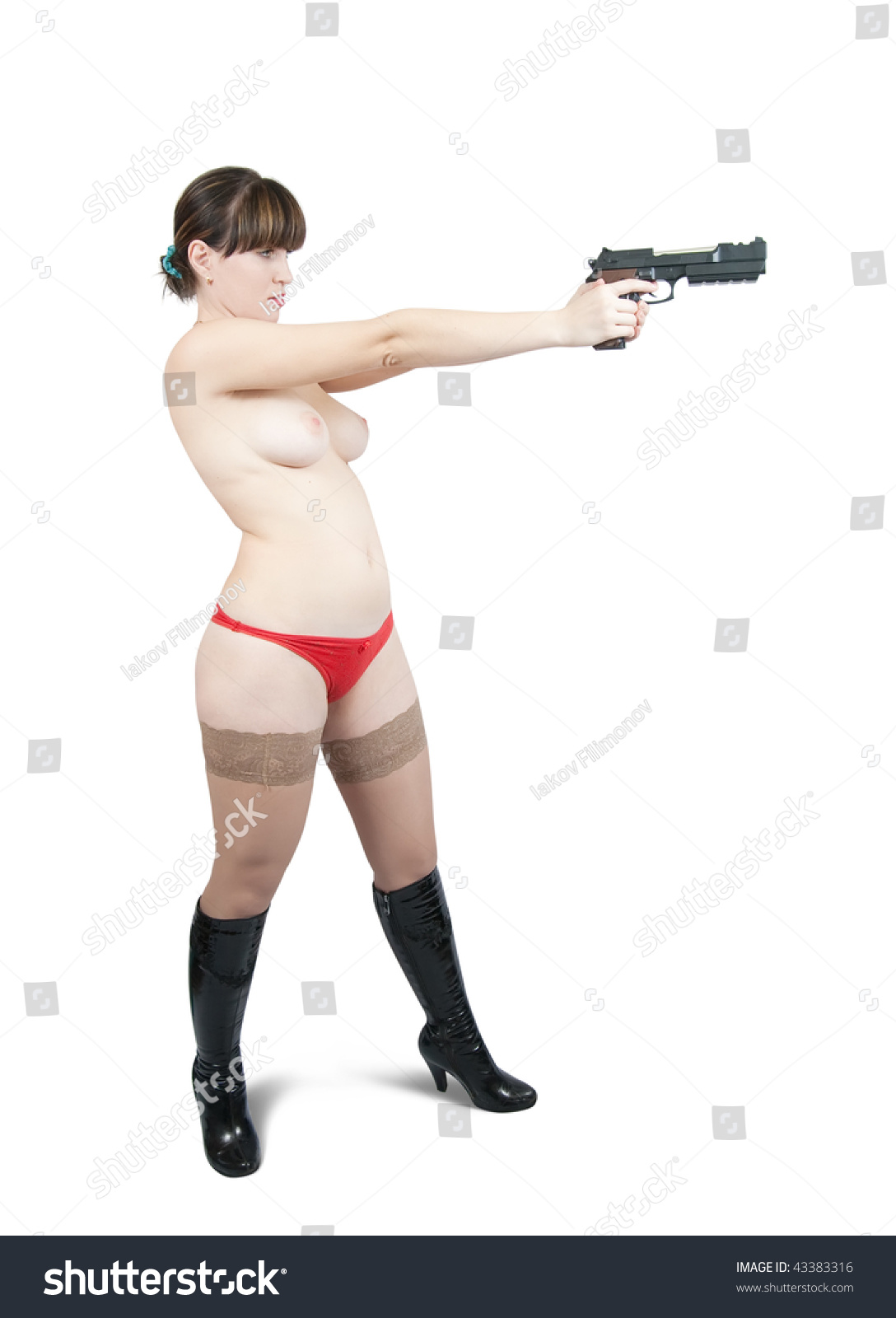 Topless Women Shooting Guns