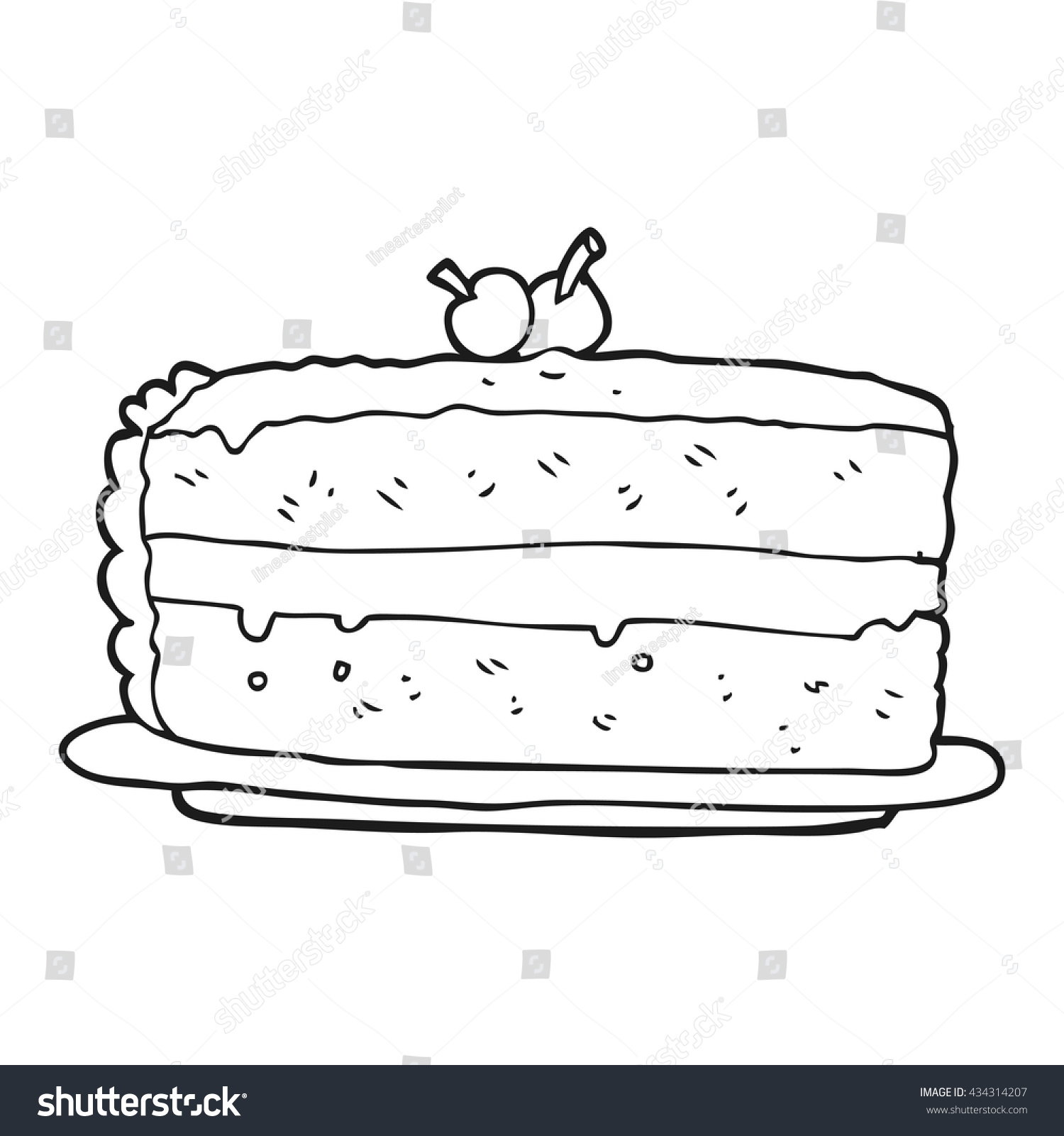 Freehand Drawn Black White Cartoon Cake Stock Vector (Royalty Free ...