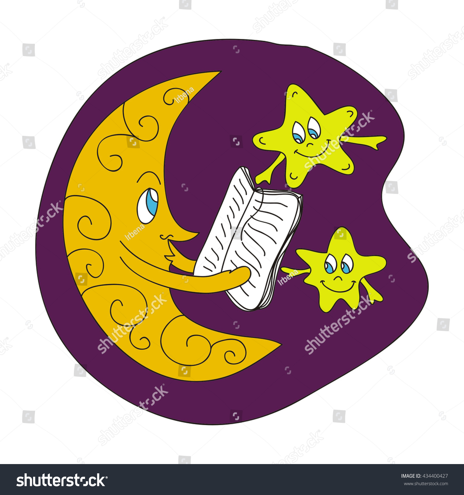 Cute Cartoon Moon Stars Stock Vector Royalty Free 434400427 Shutterstock 9287