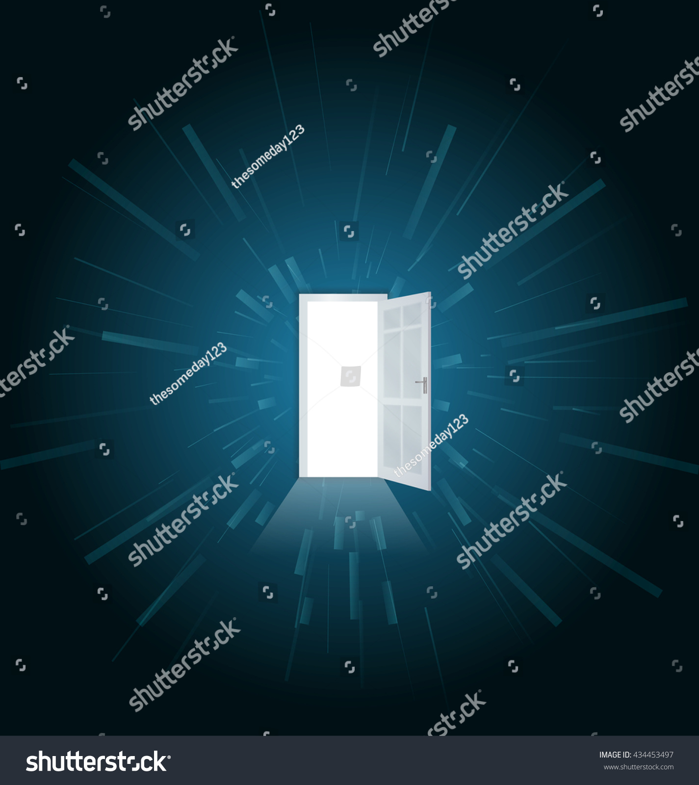 Open White Door Full Lightvector Illustration Stock Vector (Royalty ...