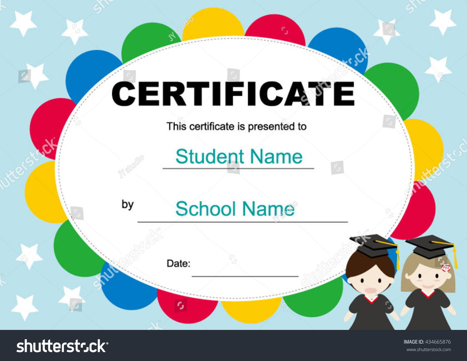 Certificate Graduation Kindergarten Children Stock Vector (Royalty Free ...