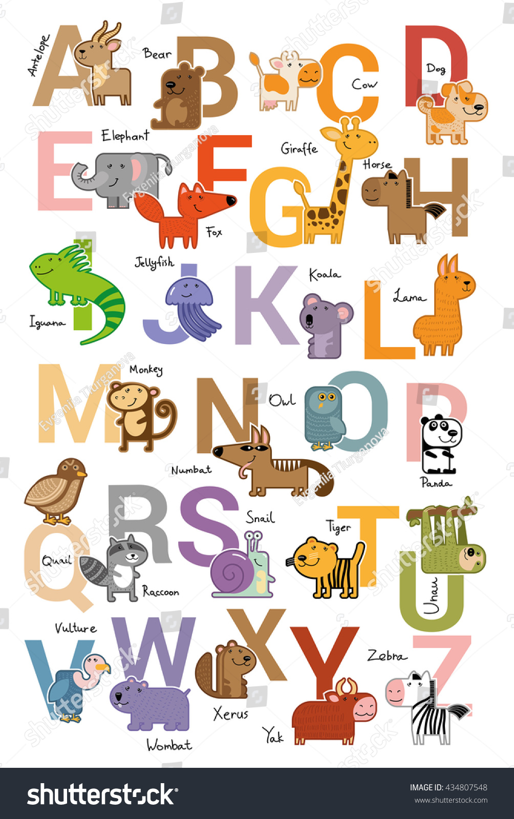 Vector Animals Farm Zoo Alphabet Set Stock Vector (Royalty Free ...