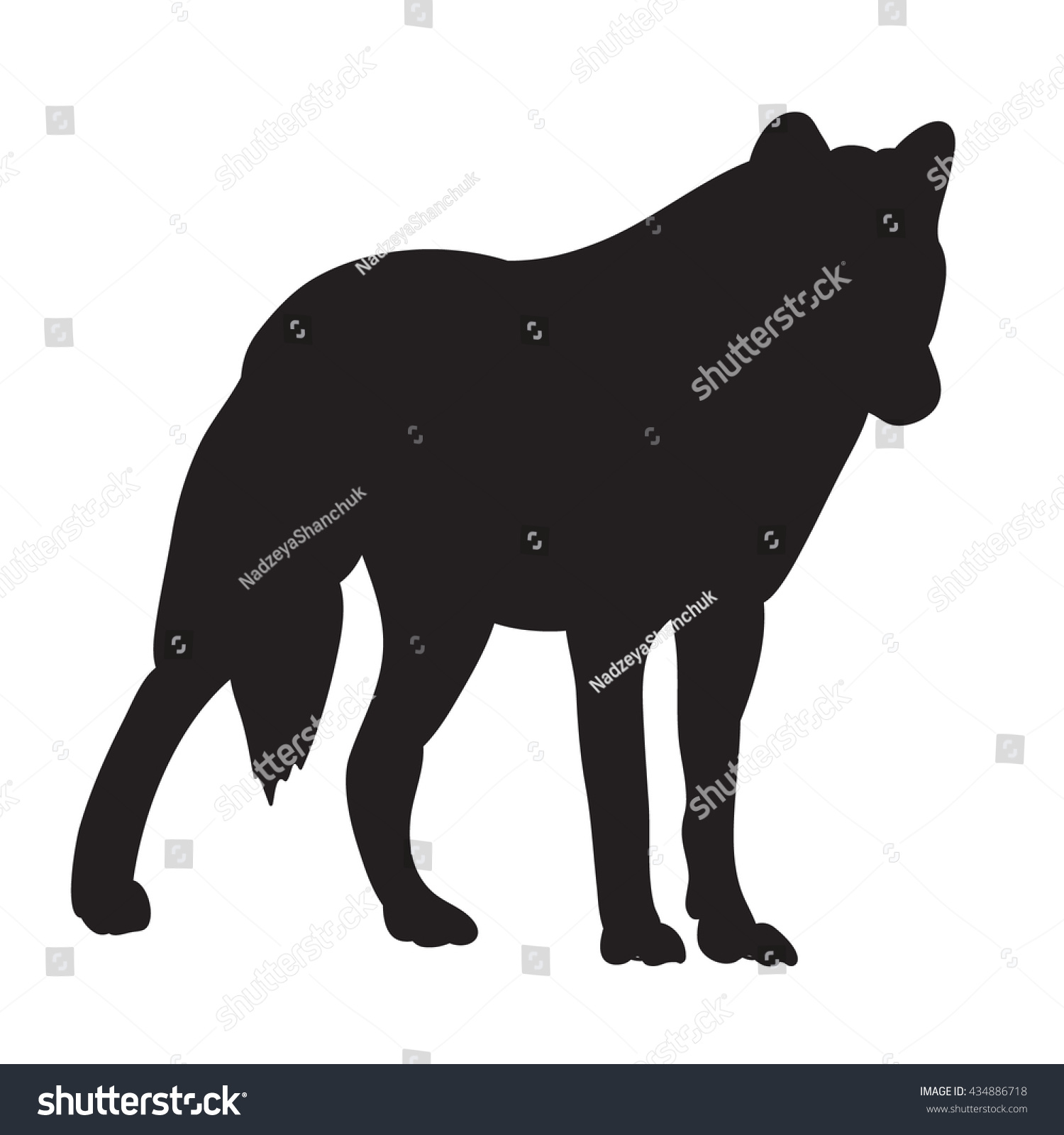 Vector Isolated Silhouette Wolf Dog Stock Vector (Royalty Free ...