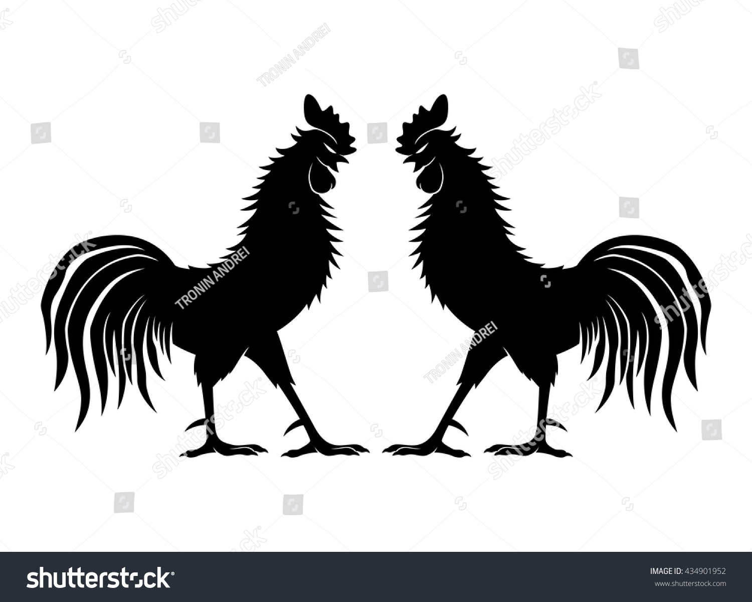 Vektor Stok Vector Illustration Fighting Cocks Tanpa Royalti 434901952 Shutterstock 