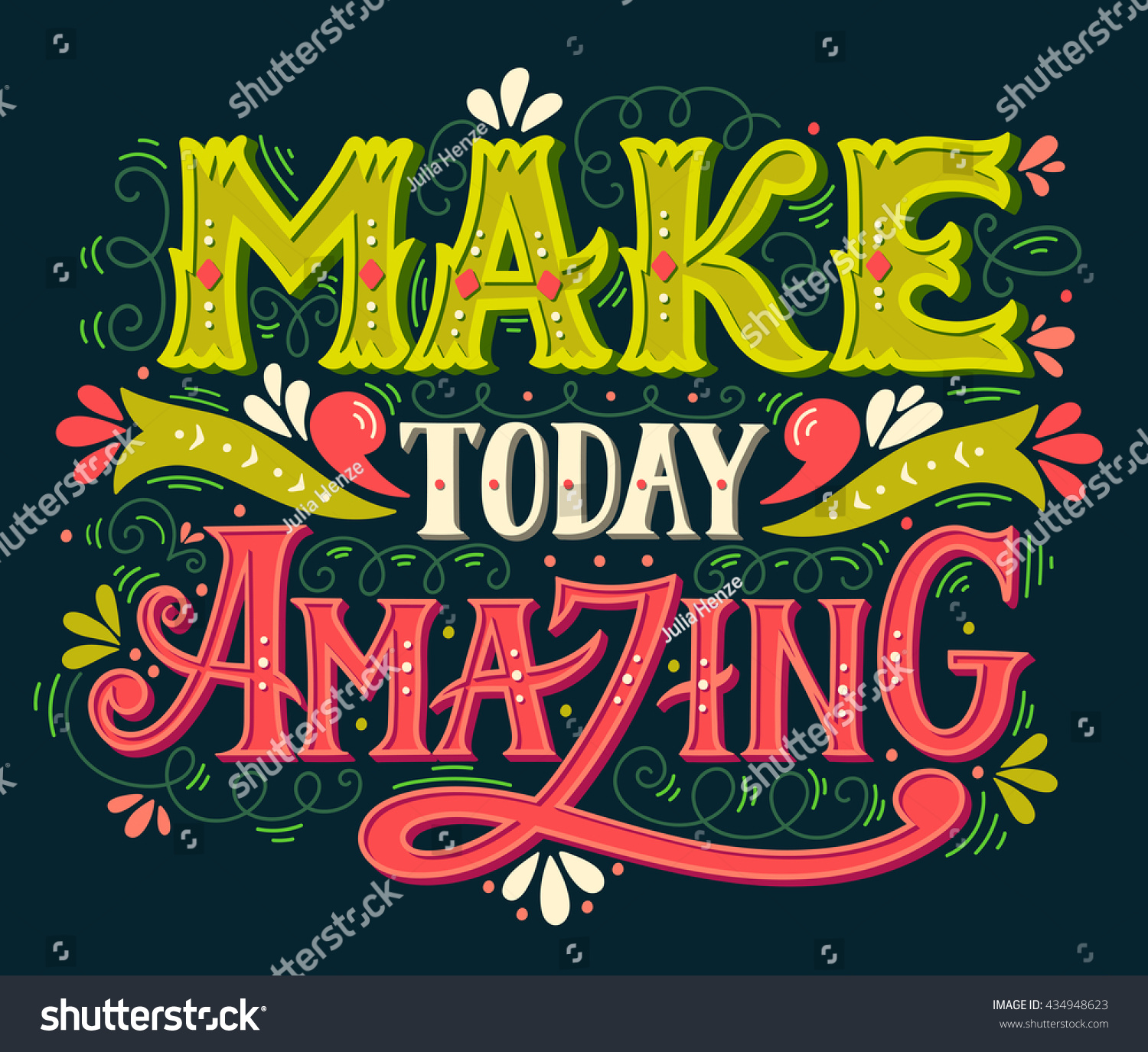 Make Today Amazing Quote Hand Drawn Stock Vector (Royalty Free ...