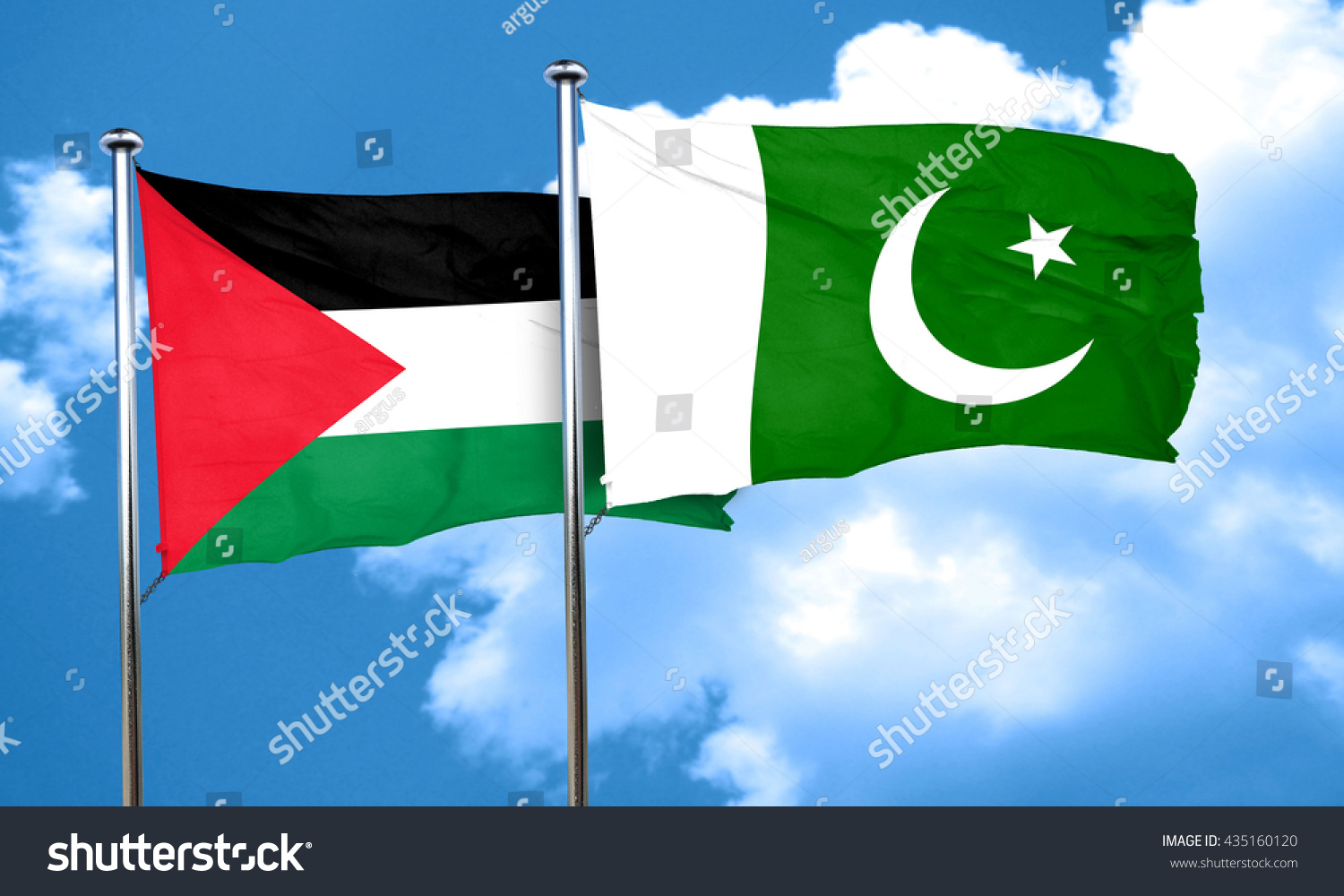 Palestine Flag Pakistan Flag 3d Rendering Stock Illustration 435160120 ...