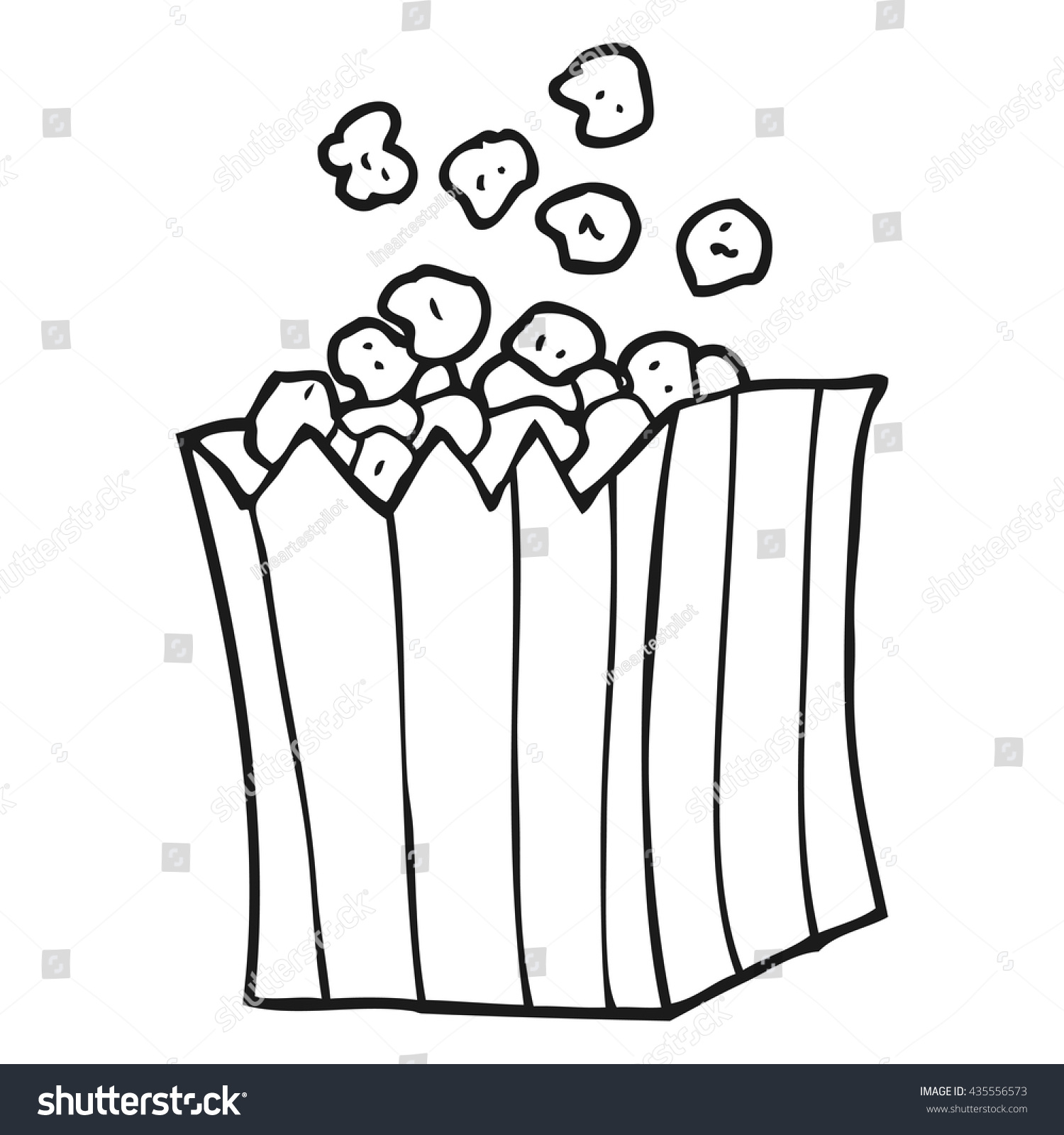 Freehand Drawn Black White Cartoon Popcorn Stock Vector (Royalty Free ...