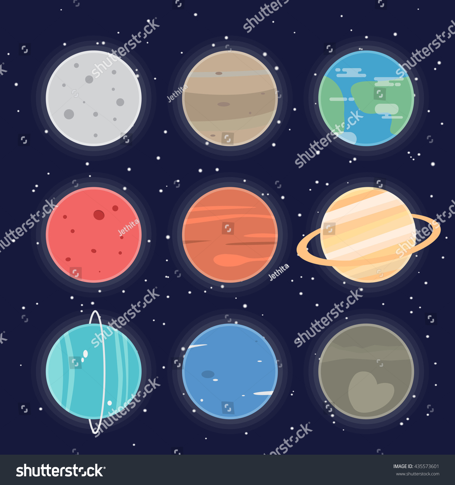 Planets Icon Solar System Flat Design Stock Vector (Royalty Free ...