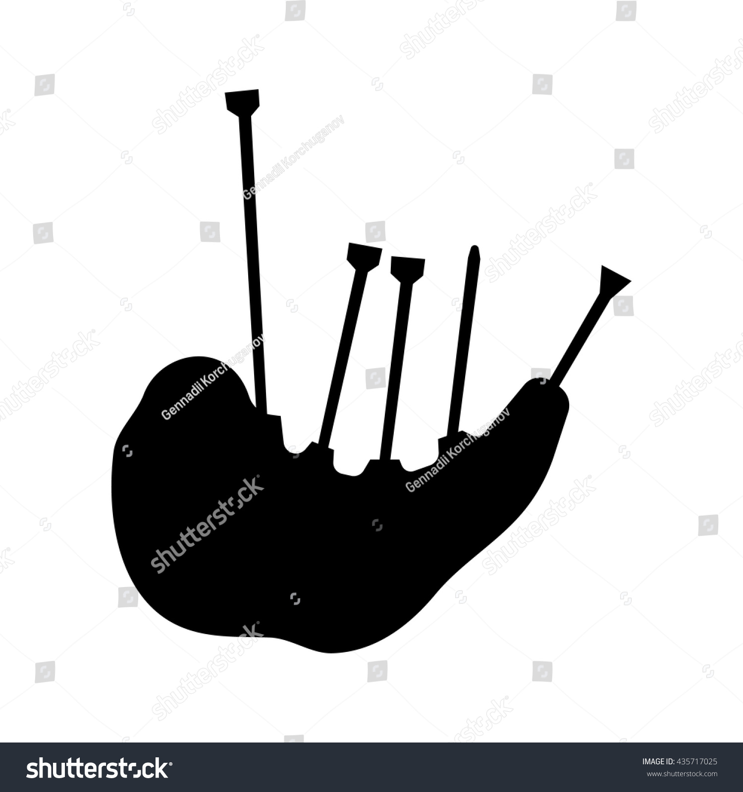 Scottish Bagpipes Silhouette Isolated On White Stock Vector (Royalty ...