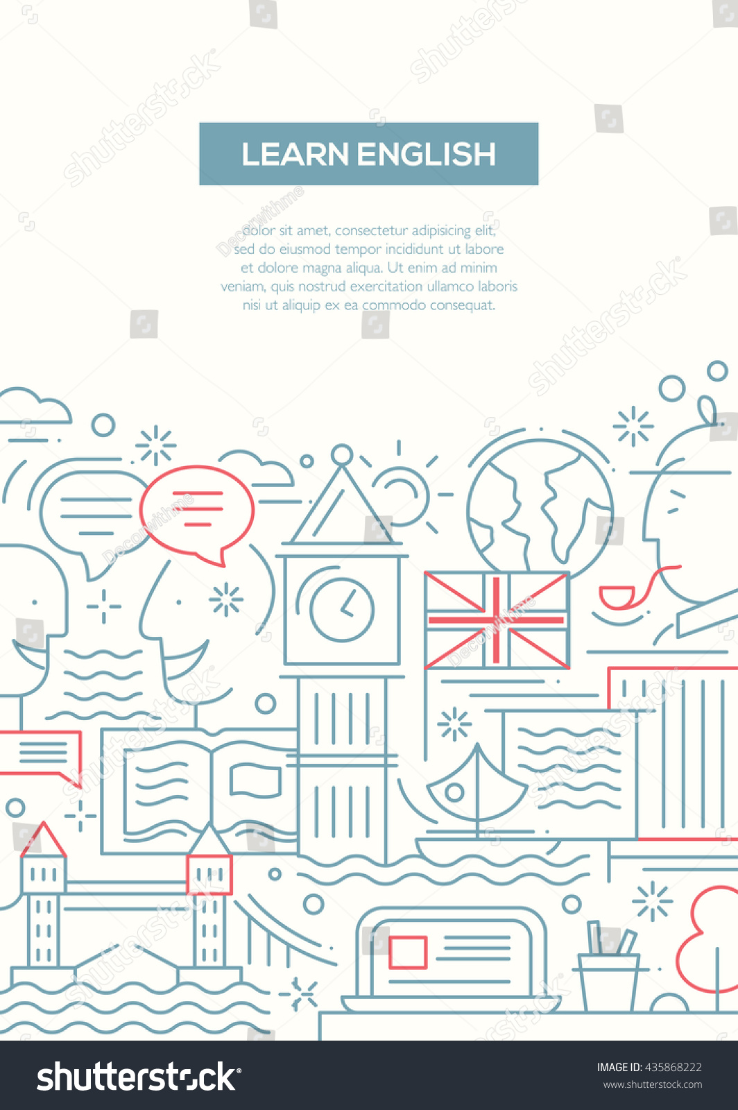 Learn English Vector Line Design Brochure Stock Vector (Royalty Free ...