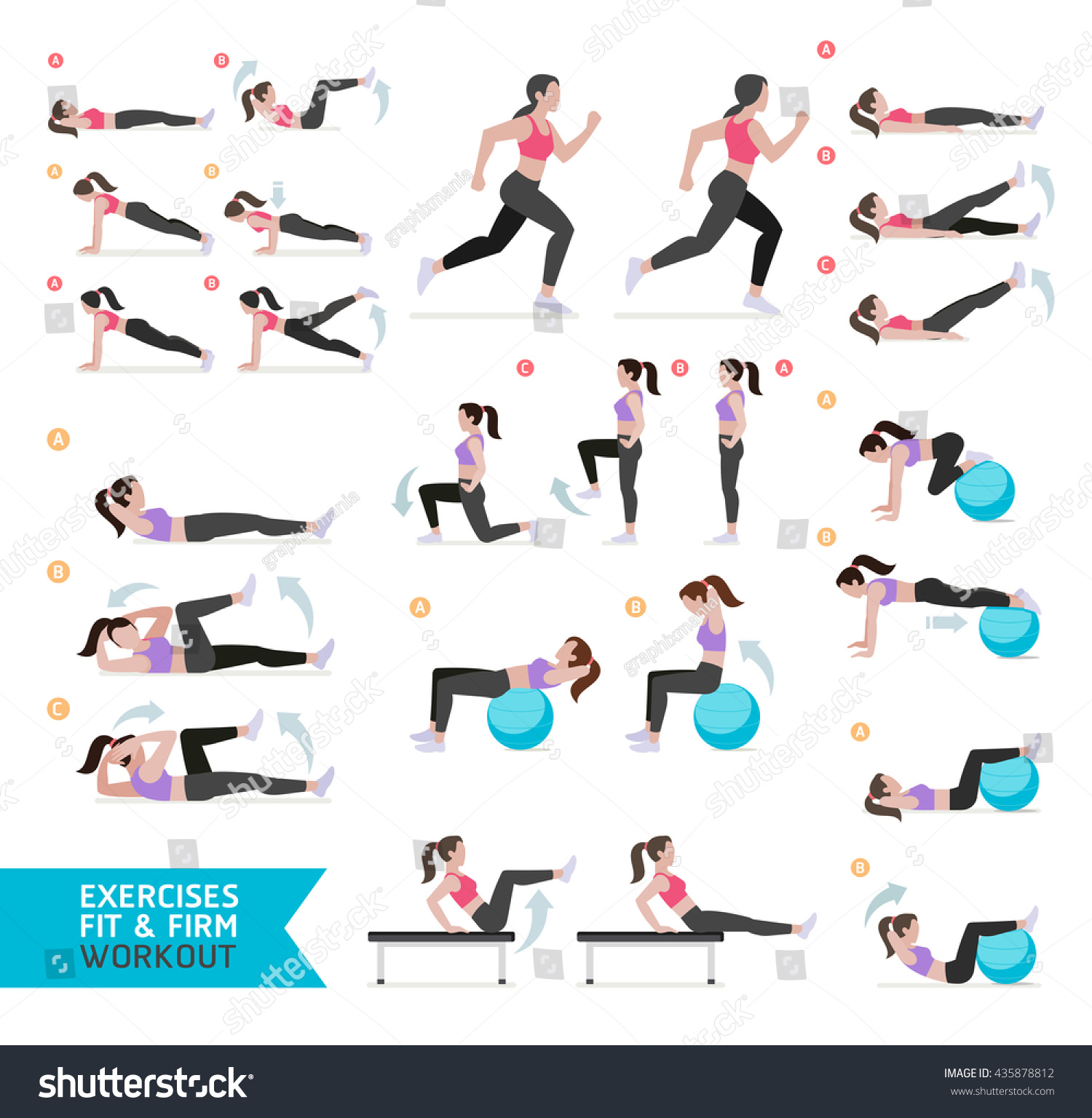 Woman Workout Fitness Aerobic Exercises Vector Stock Vector (Royalty ...