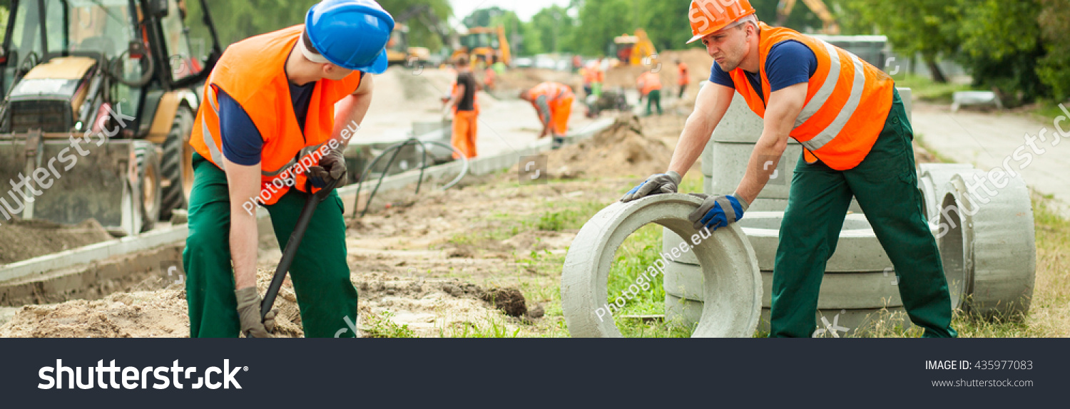 Construction Workers Carring Heavy Things Their Stock Photo 435977083 ...