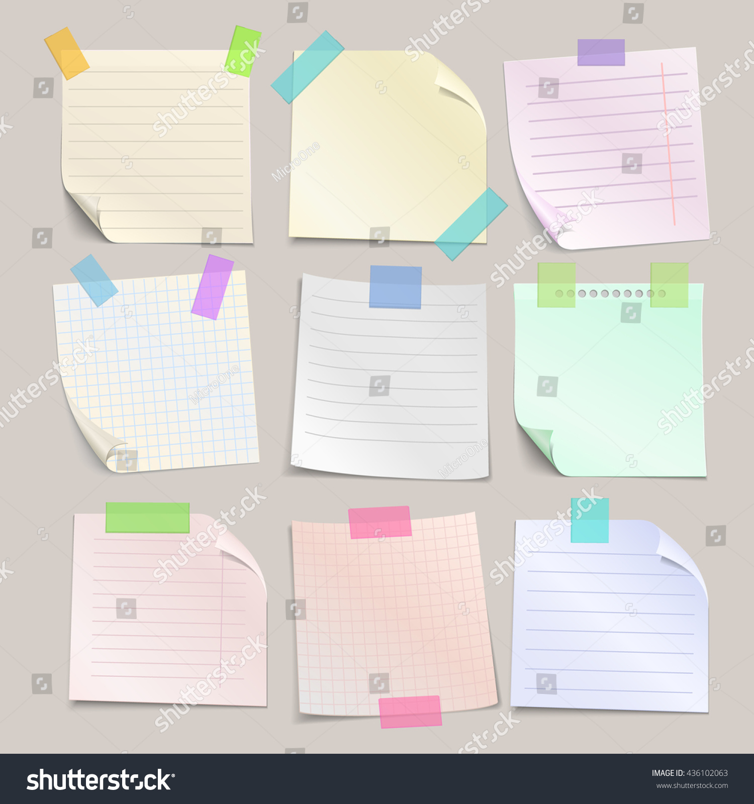 Stick Note Papers Vector Set Collection Stock Vector (Royalty Free ...