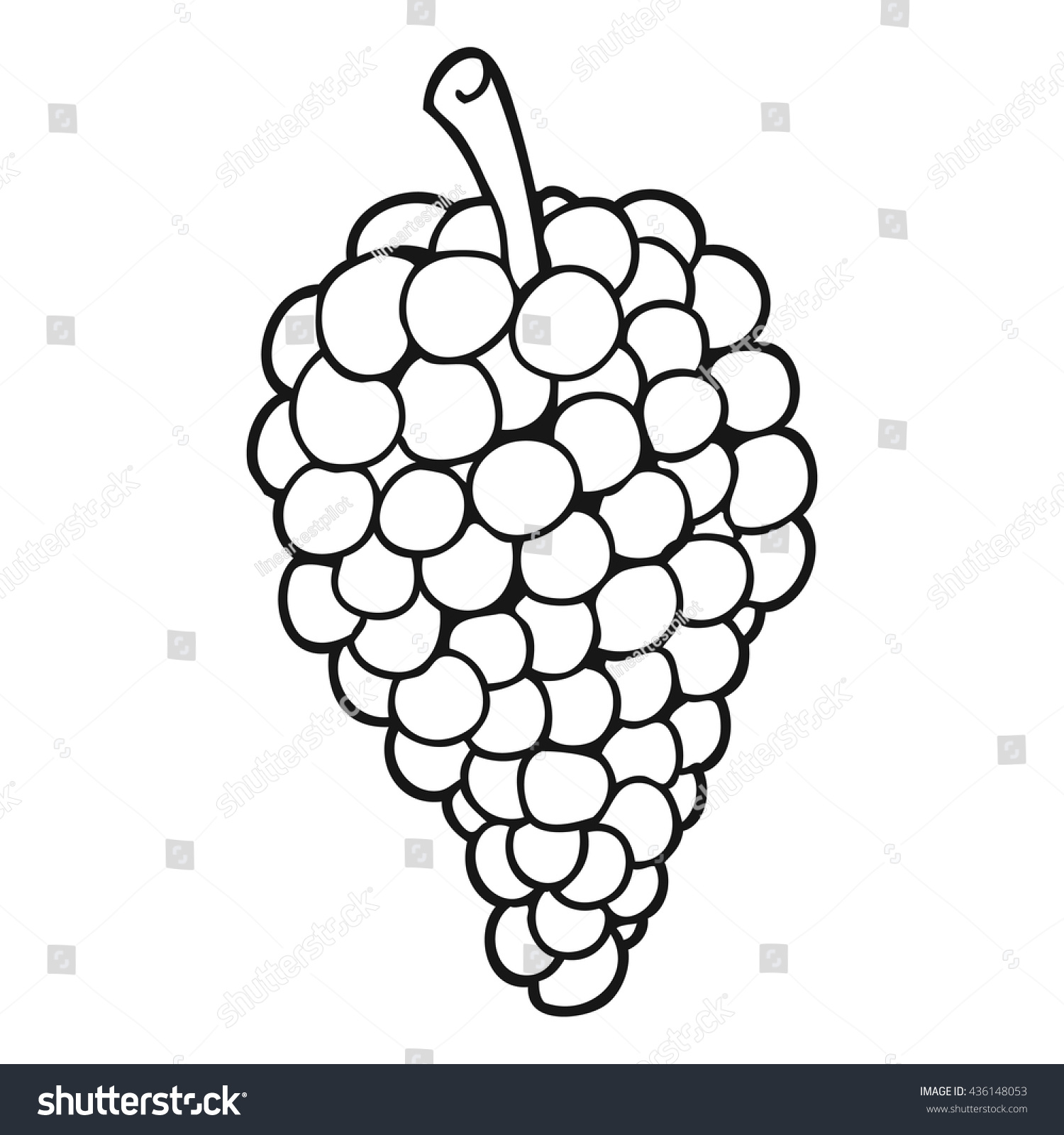 Freehand Drawn Black White Cartoon Grapes Stock Vector (Royalty Free ...