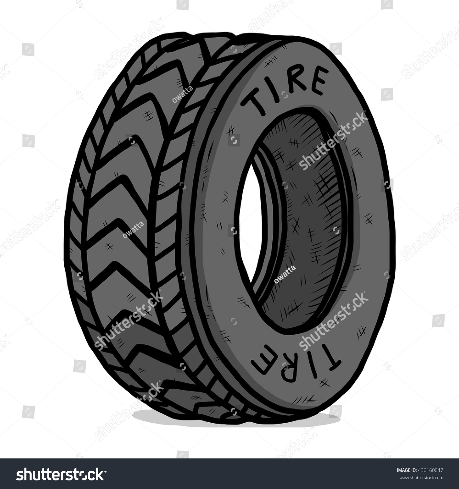 Tire Cartoon Vector Illustration Hand Drawn Stok Vektör (Telifsiz