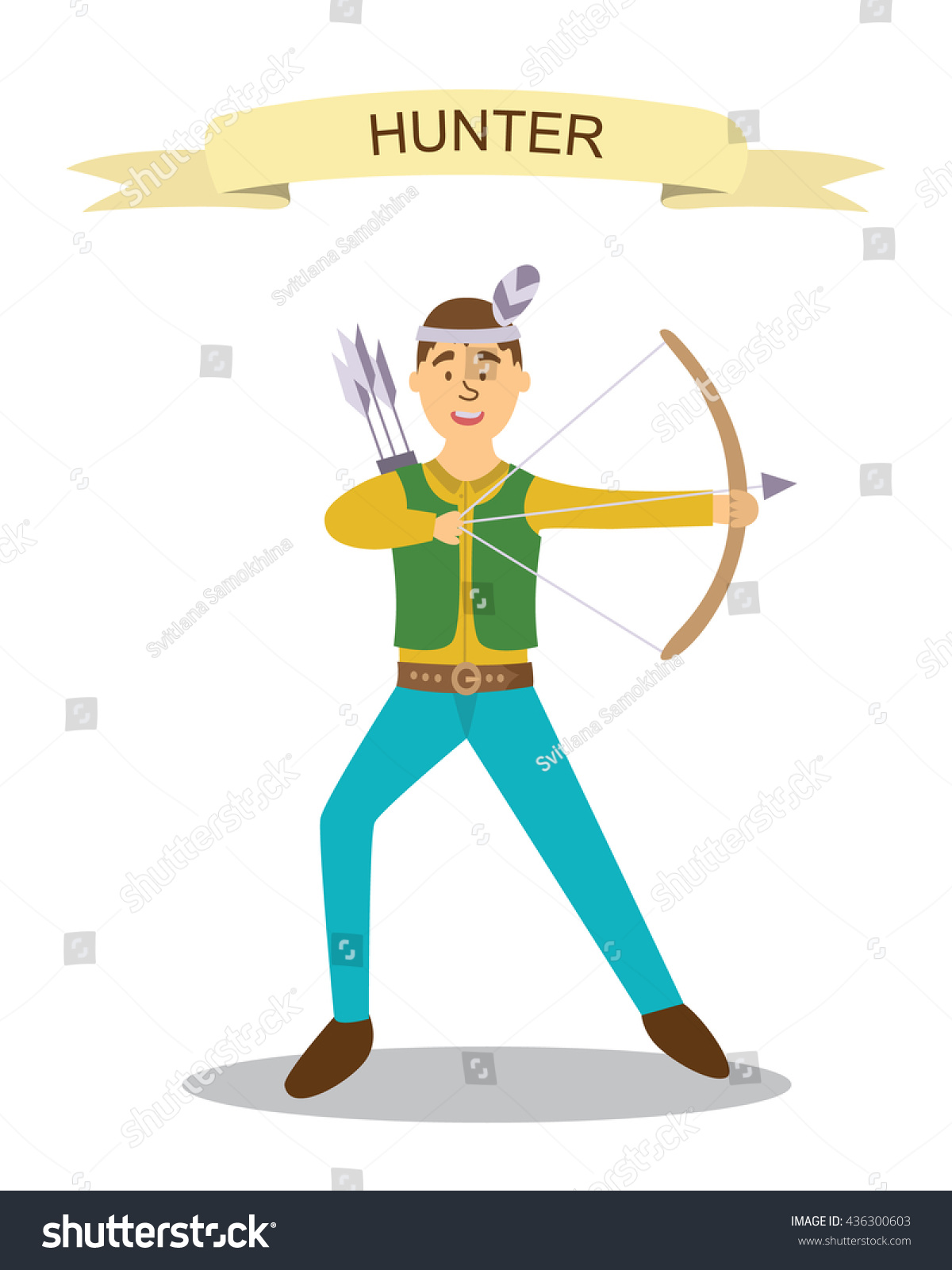 Cartoon Hunter Bow Arrows Funny Cartoon Stock Vector (royalty Free 