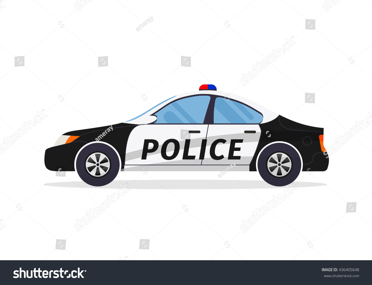 Police Car On White Background Flat Stock Vector (Royalty Free