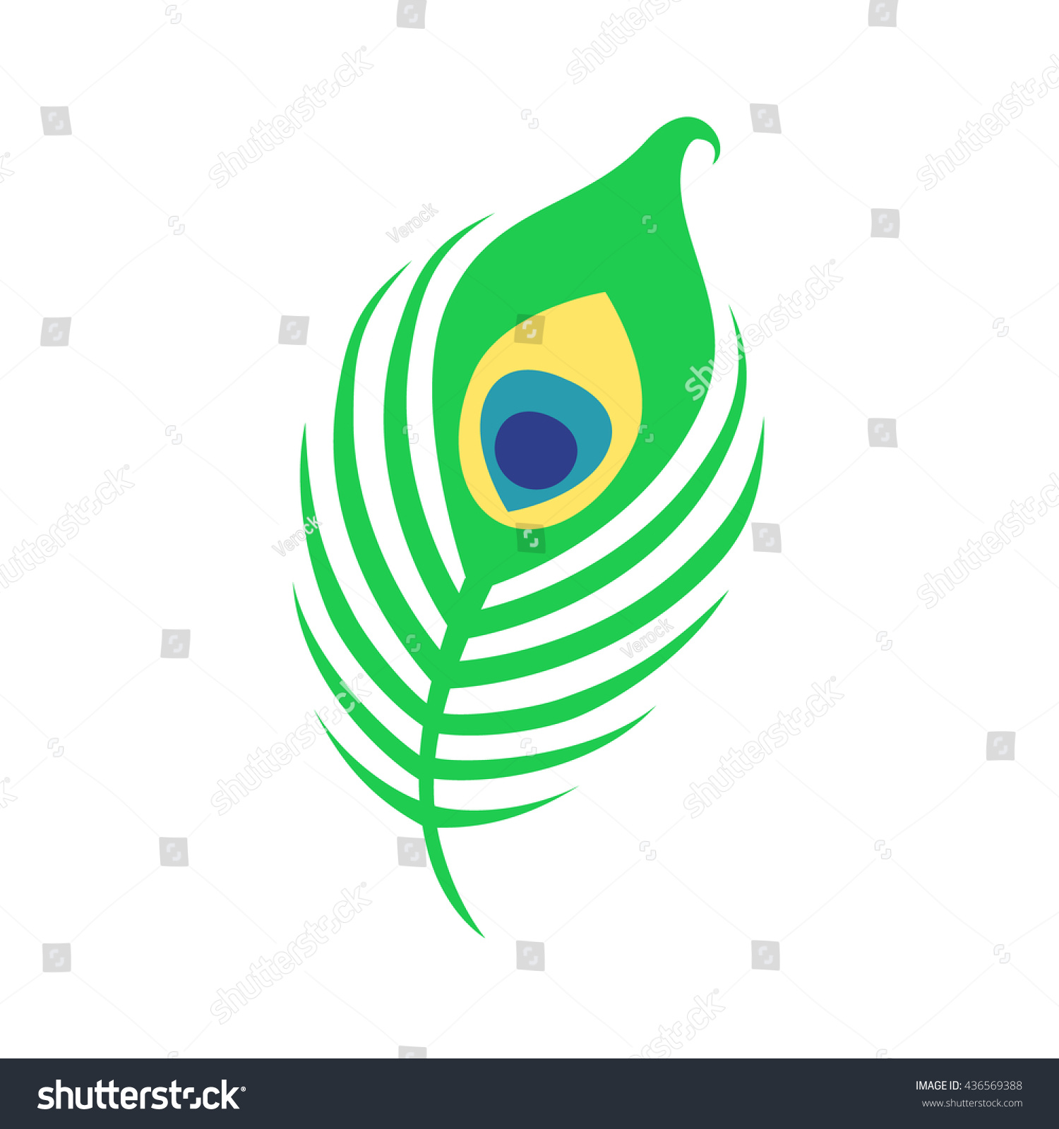 Image Peacock Feather Isolated On White Stock Vector (Royalty Free ...