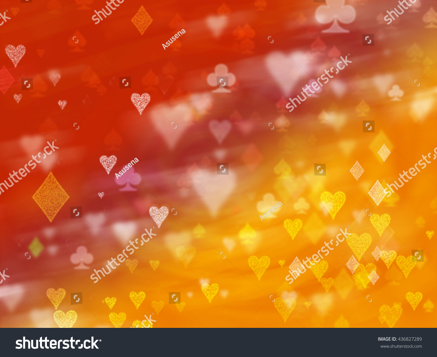 Playing Cards Red Background Blur Stock Illustration 436827289