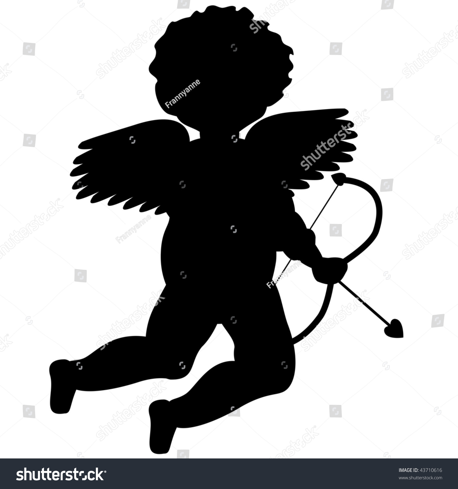 Illustrated Black Silhouette Cupid Eros Cherubic Stock Illustration 43710616 Shutterstock 8740