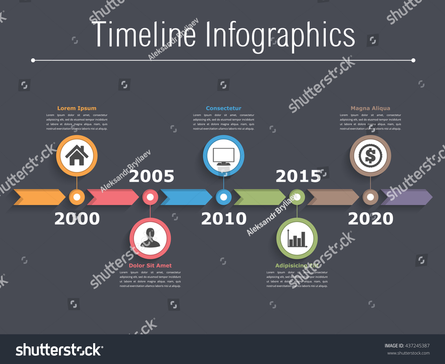 Timeline Infographics Design Arrows Workflow Process Stock Vector ...