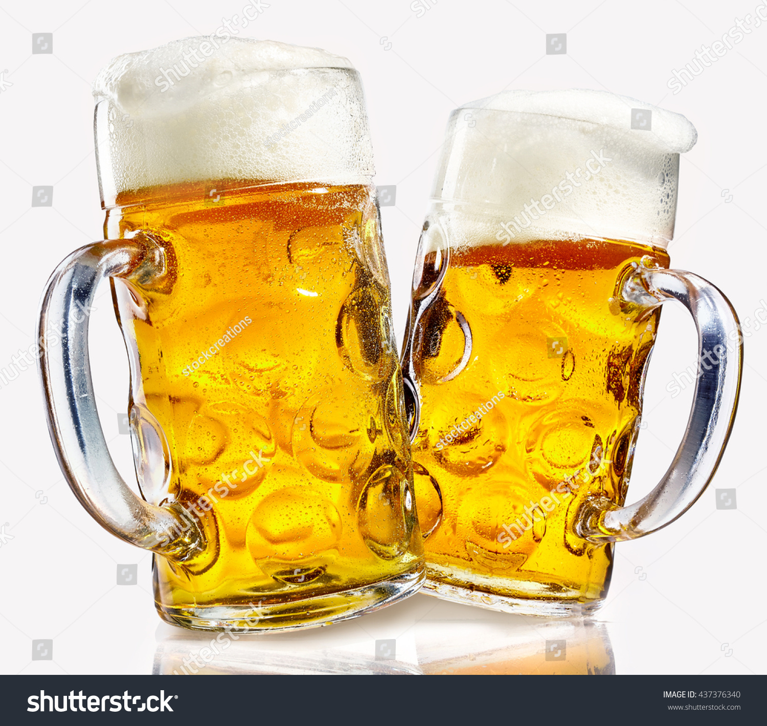 Two Glass Beer Mugs Full Golden Stock Photo 437376340 | Shutterstock