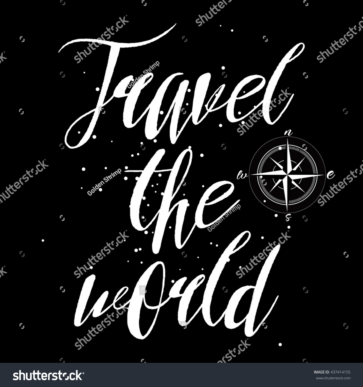 Travel World Hand Lettering Typography Poster Stock Illustration