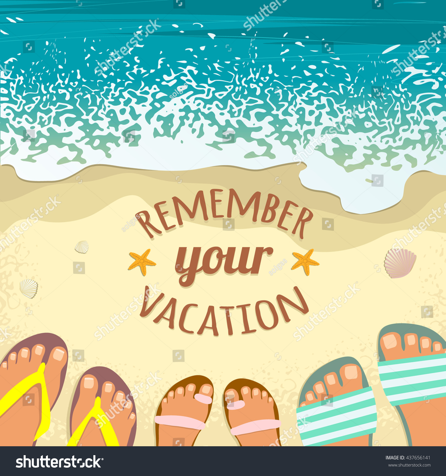 Summer Background Sea Sand Beach Feet Stock Vector (Royalty Free ...