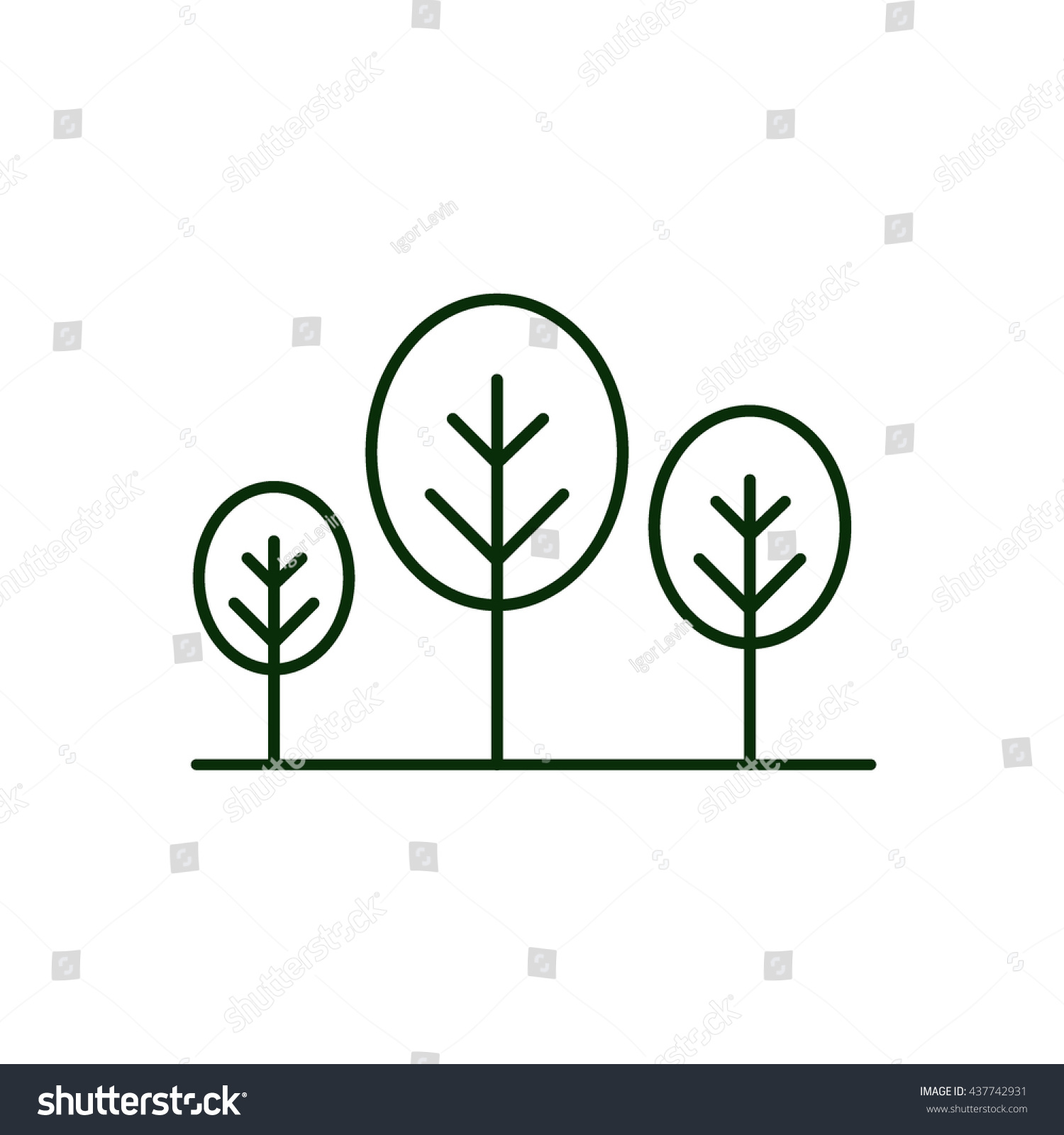 Three Tree Vector Flat Outline Icon Stock Vector (Royalty Free ...