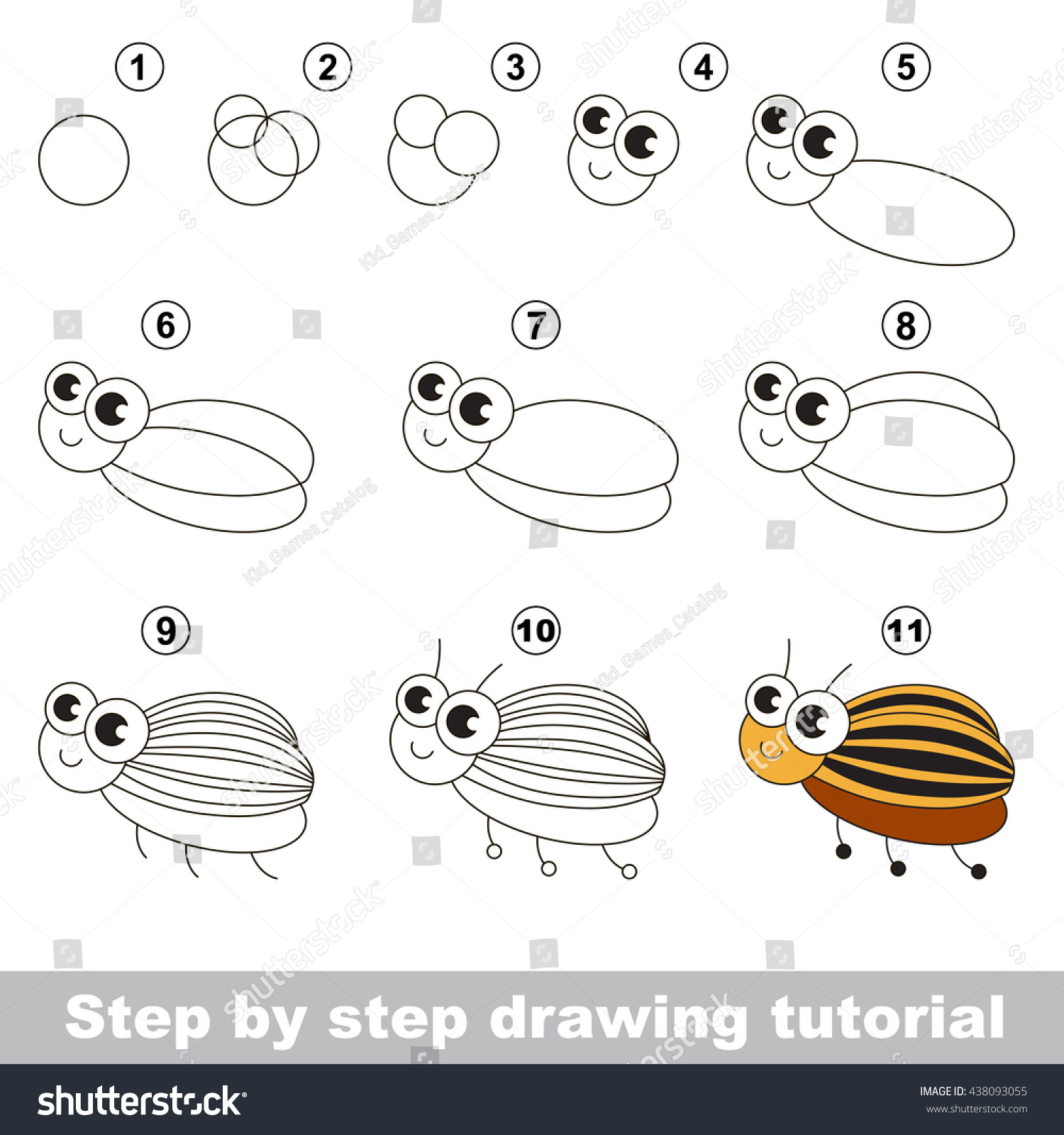 Drawing Tutorial Children Easy Educational Kid Stock Vector (Royalty ...