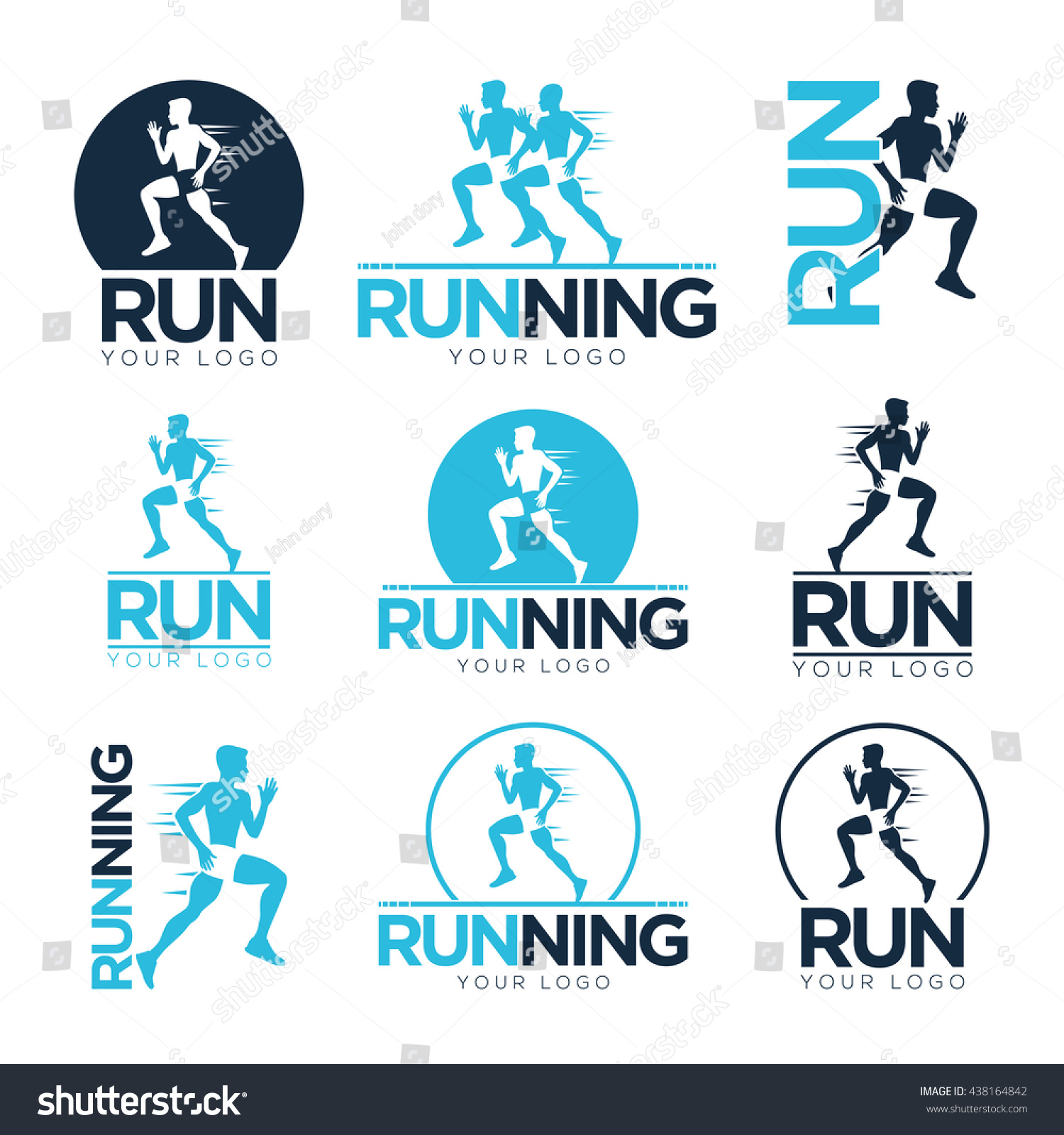 set-running-club-logo-templates-running-stock-vector-royalty-free