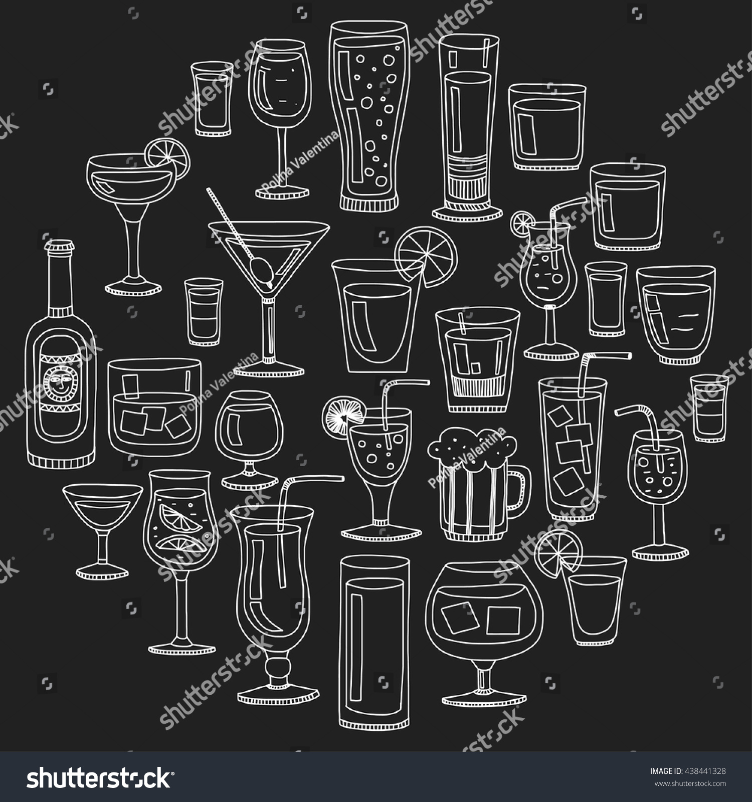 Alcohol Drinks Cocktails Icon Set Stock Vector Royalty Free 438441328