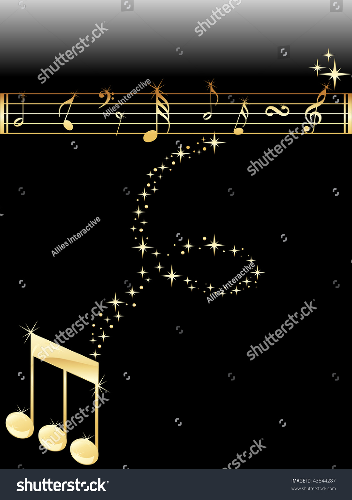 Black Background Music Theme Illustration Stock Vector (Royalty Free ...