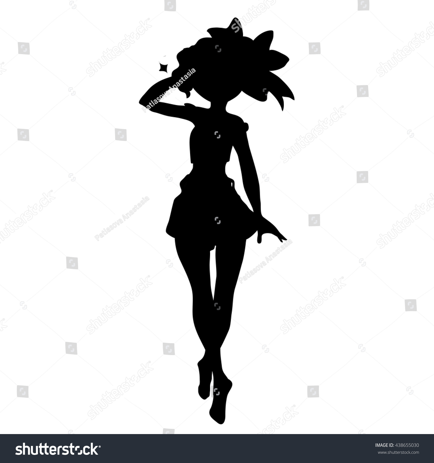 Vektor Stok Silhouette Sexy Girl Short Shorts Bow (Tanpa Royalti ...