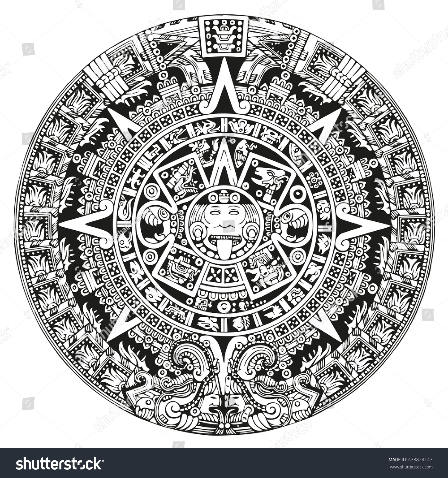 Mayan Symbols Calendar Stock Illustration 438824143 | Shutterstock
