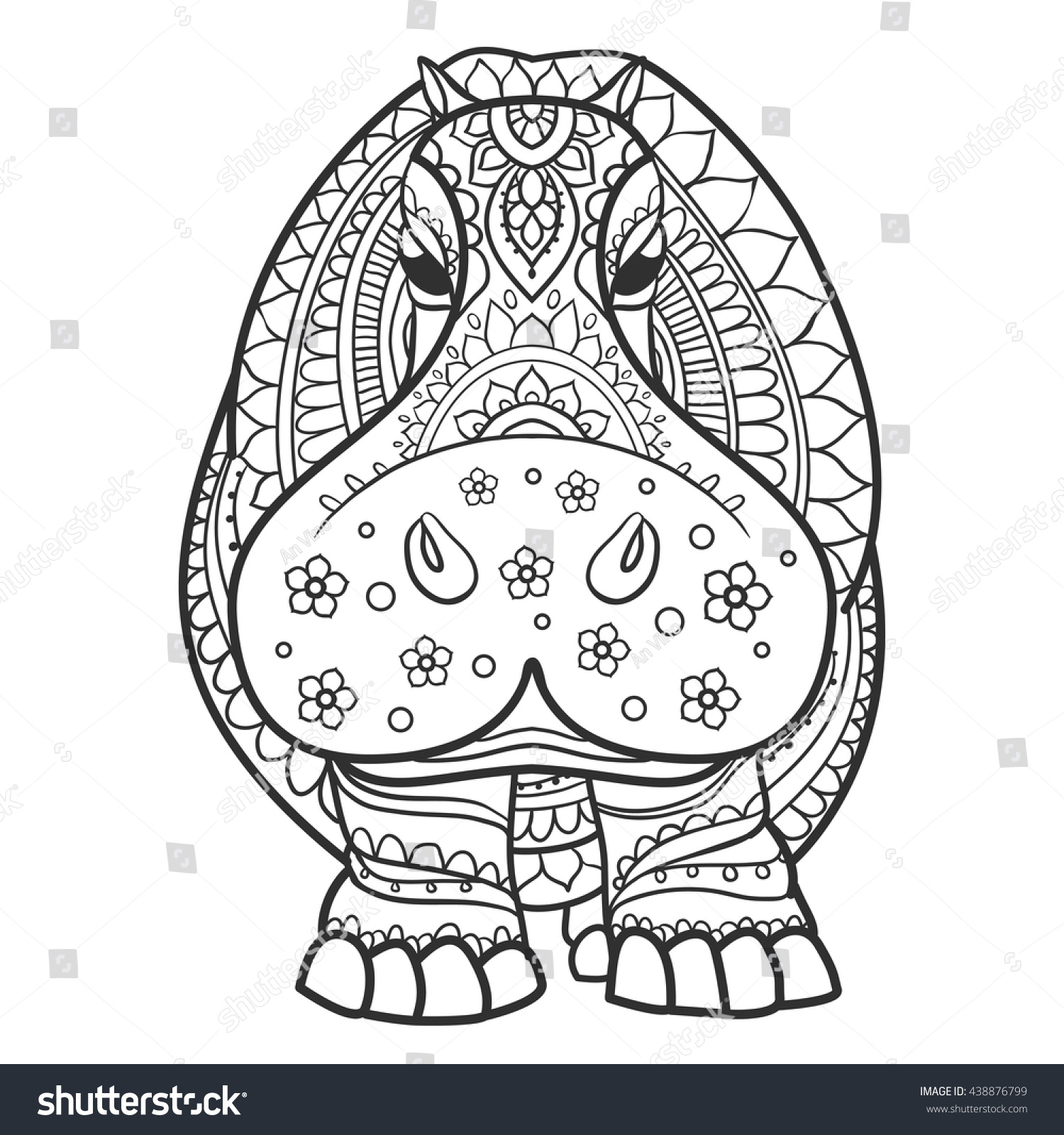 Ornament Hippo Vector Beautiful Illustration Hippopotamus Stock Vector ...