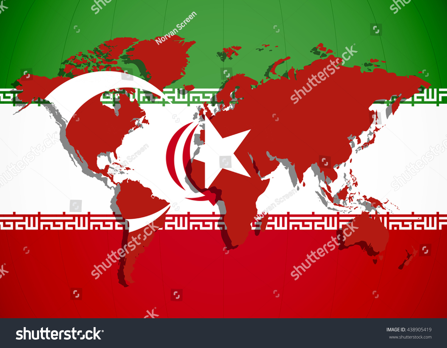Illustrated Map World Flag Turkey Iran Stock Vector (Royalty Free