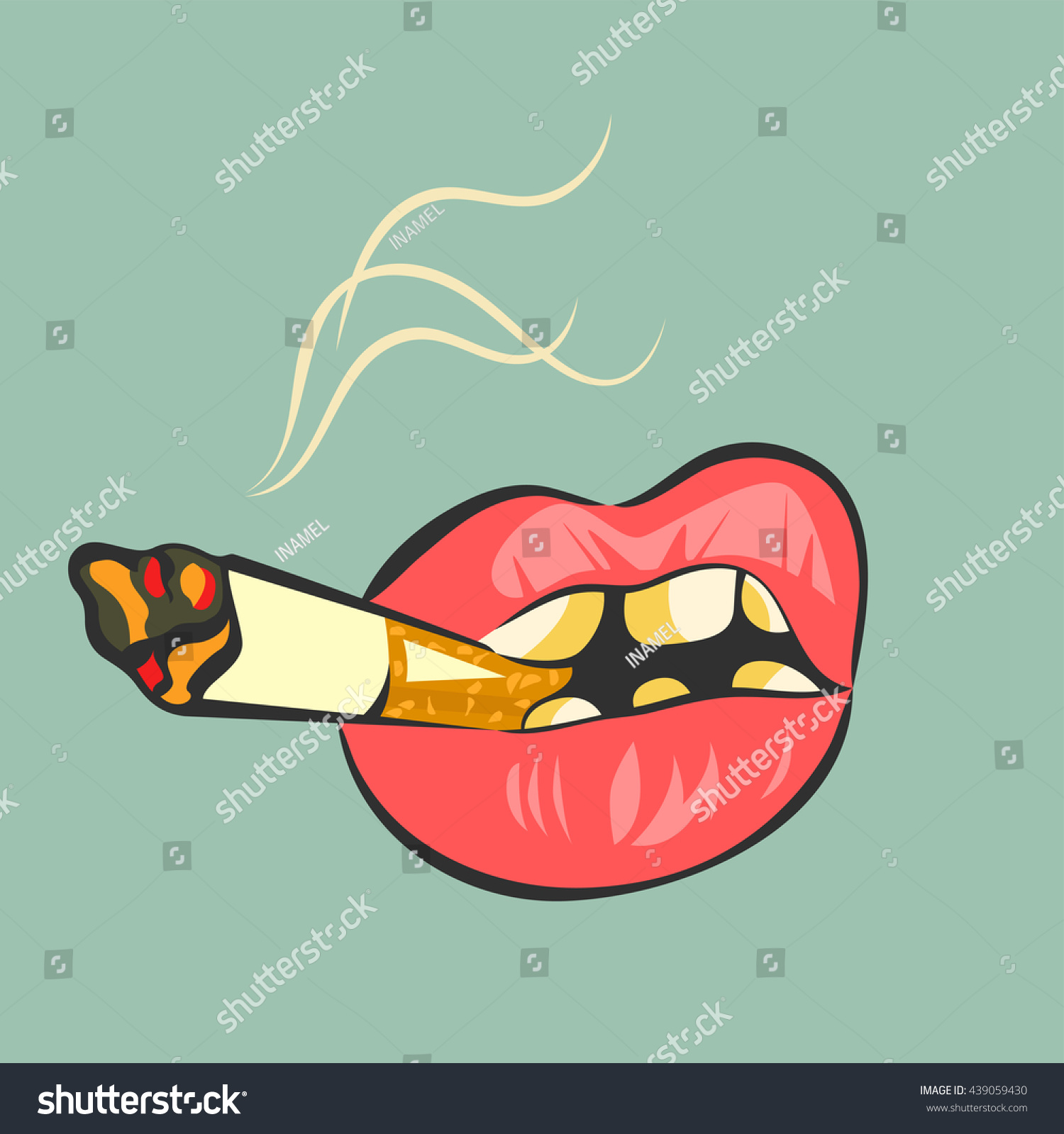 Smoking Harm Concept Yellow Teeth Cigarette Stock Vector (Royalty Free ...