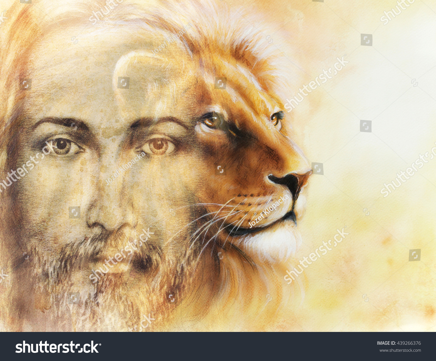 Painting Jesus Lion On Beautiful Colorful Stock Illustration 439266376 ...