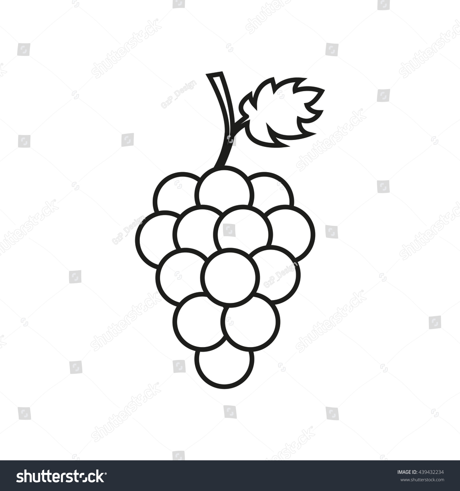 Bunch Wine Grapes Leaf Flat Color Stock Vector (Royalty Free) 439432234 ...