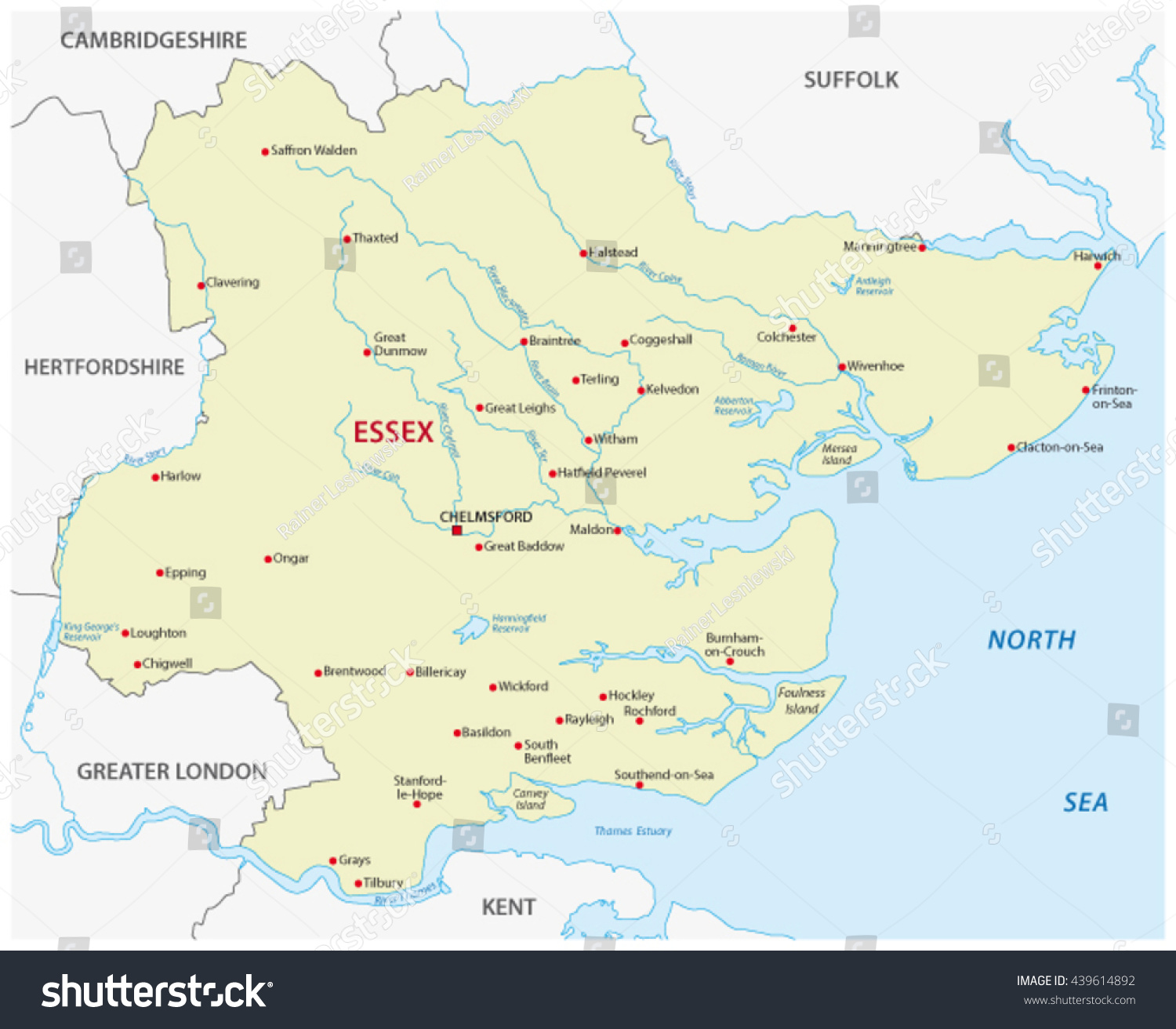 Vector Map County Essex England Stock Vector (Royalty Free) 439614892 ...