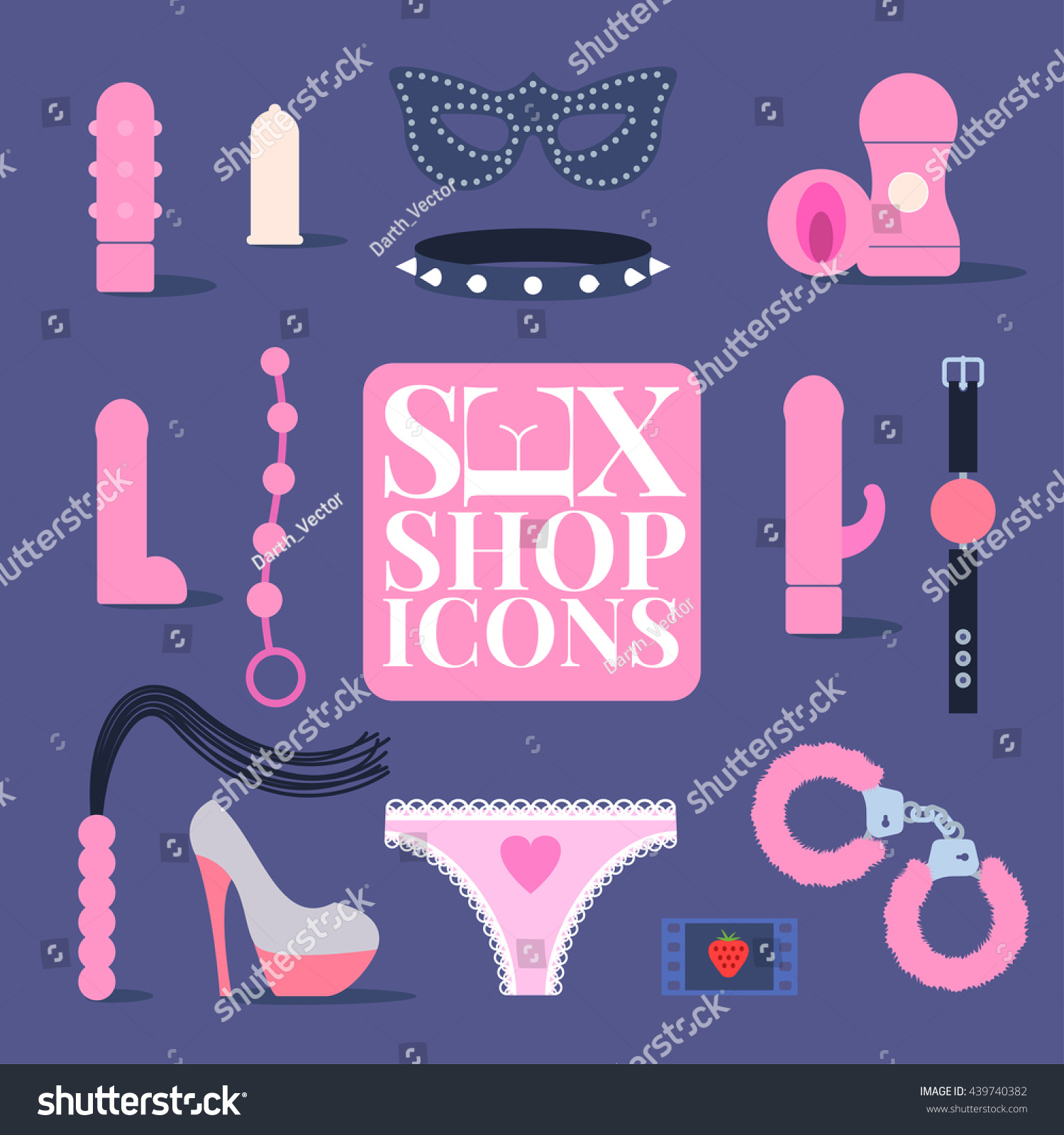 Sex Shop Vector Icons Symbols Set Stock Vector Royalty Free 439740382