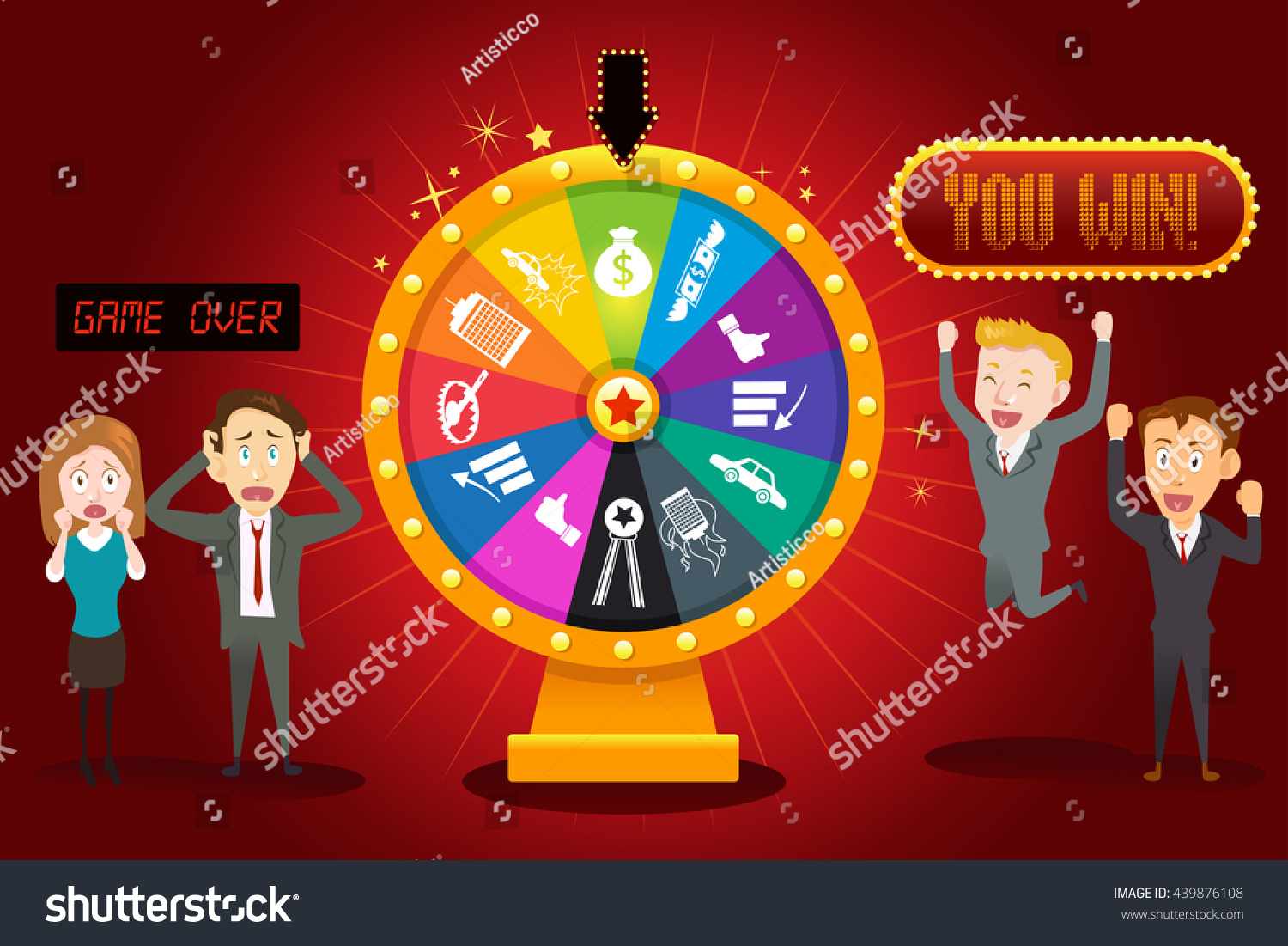 Vector Illustration Businesspeople Financial Wheel Fortune Stock Vector 