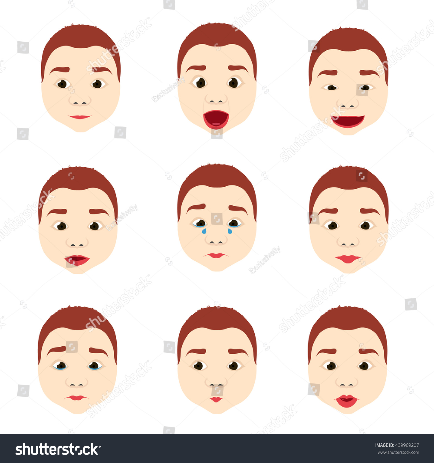 Child Face Expressions Vector Set Stock Vector (Royalty Free) 439969207 ...