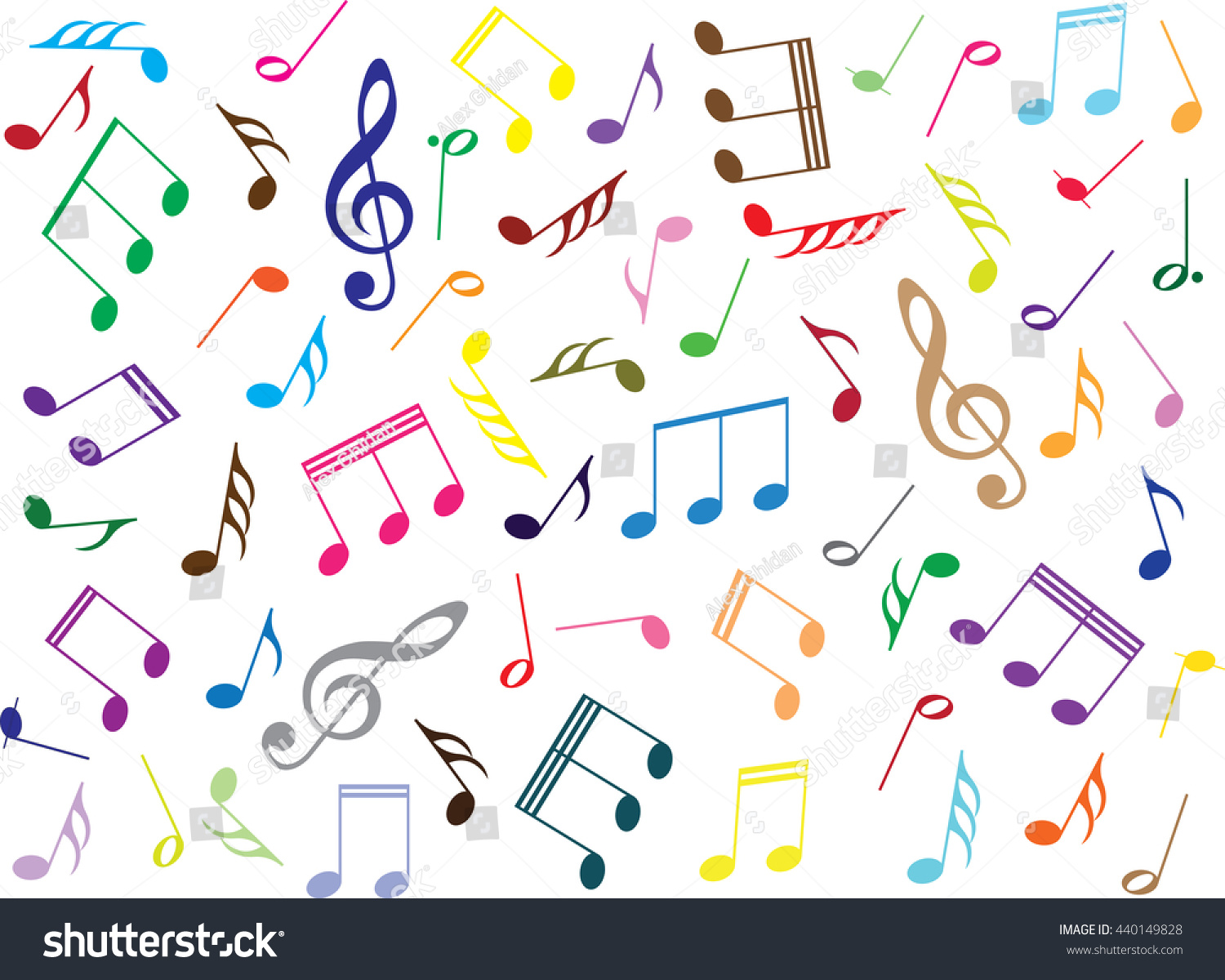 Coloured Music Notes On White Background Stock Vector (Royalty Free ...