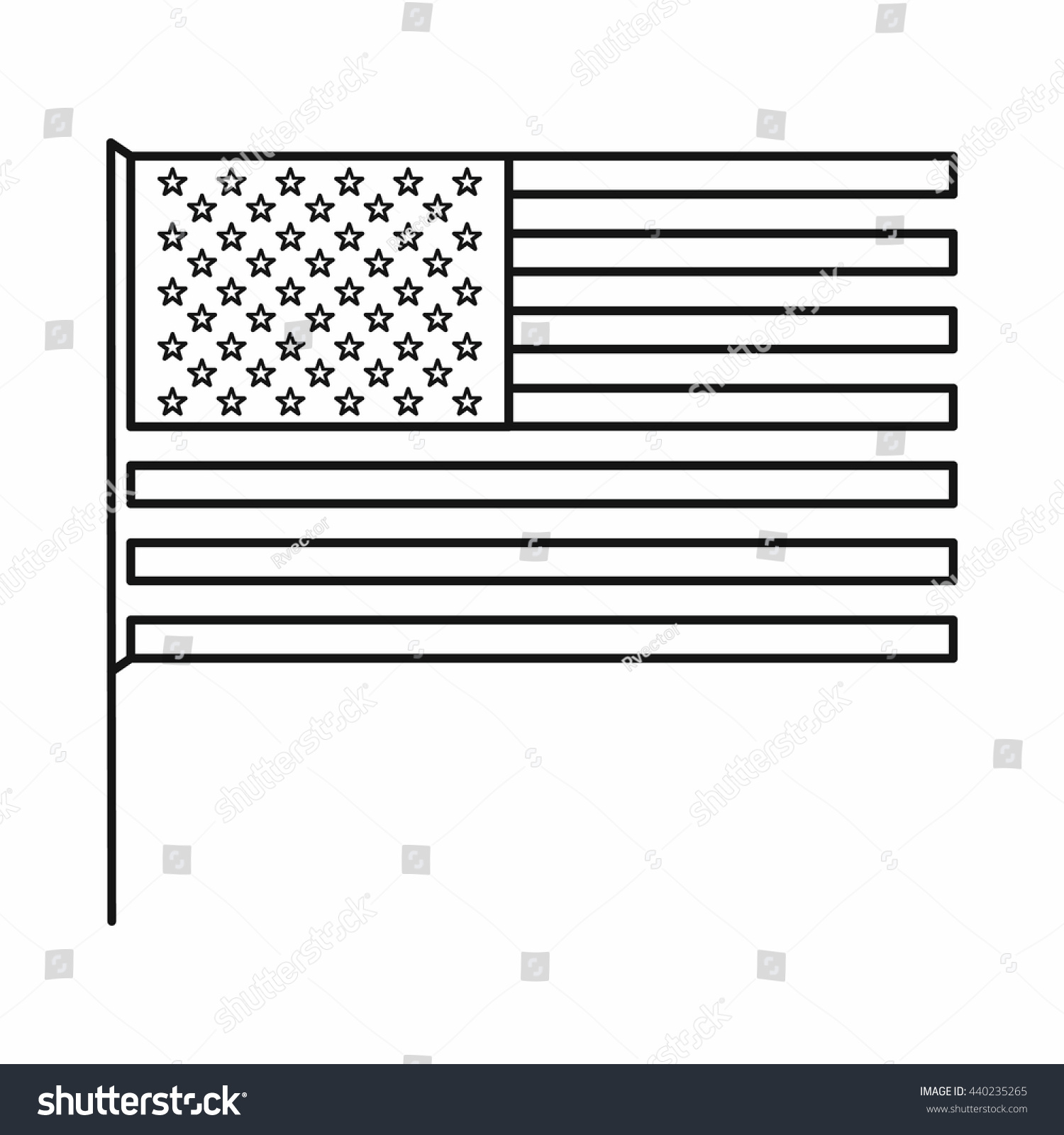 American Flag Icon Outline Style Stock Vector (Royalty Free) 440235265 ...