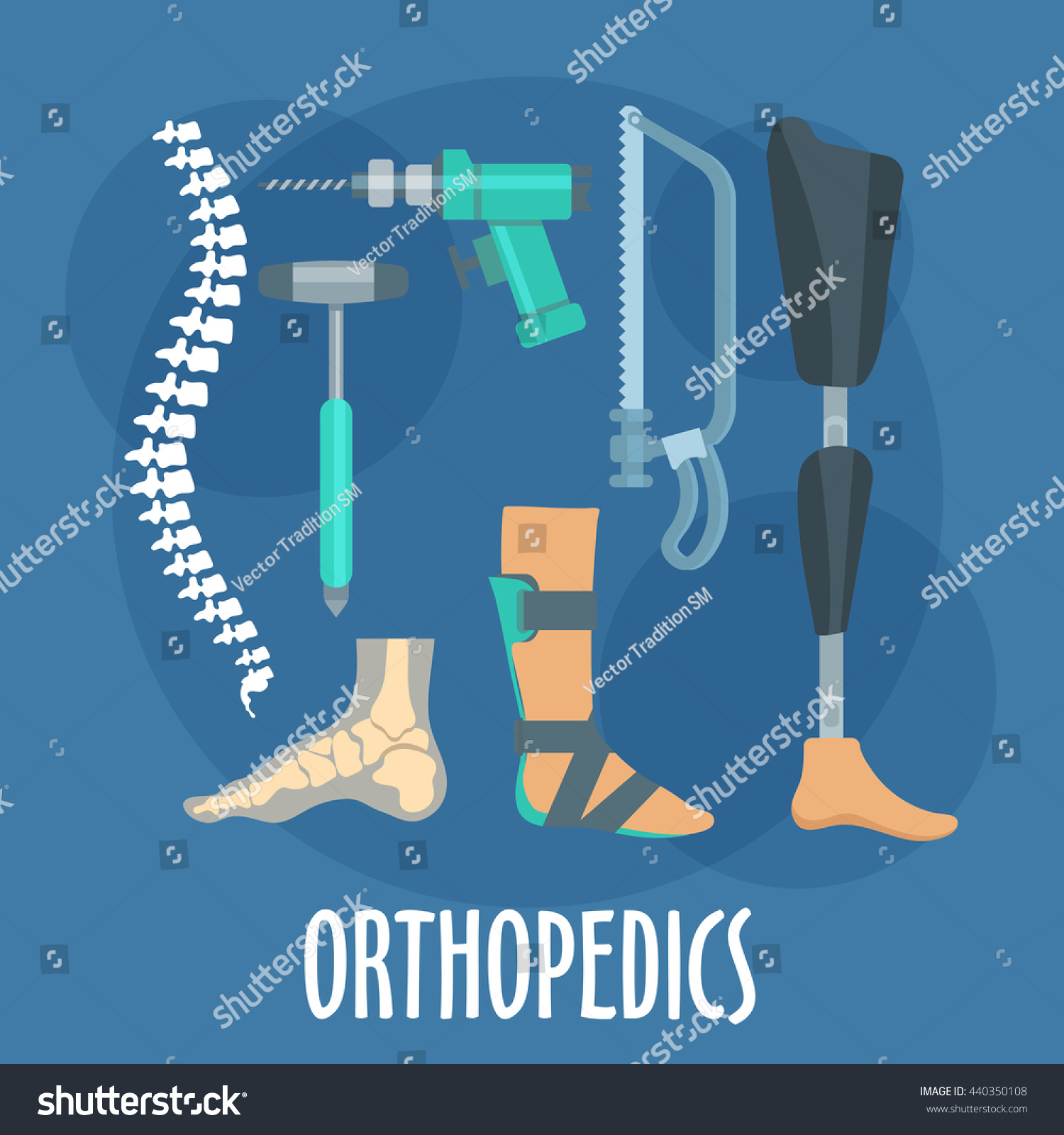 Orthopedics Prosthetics Medicine Icons Bones Vertebral Stock Vector ...