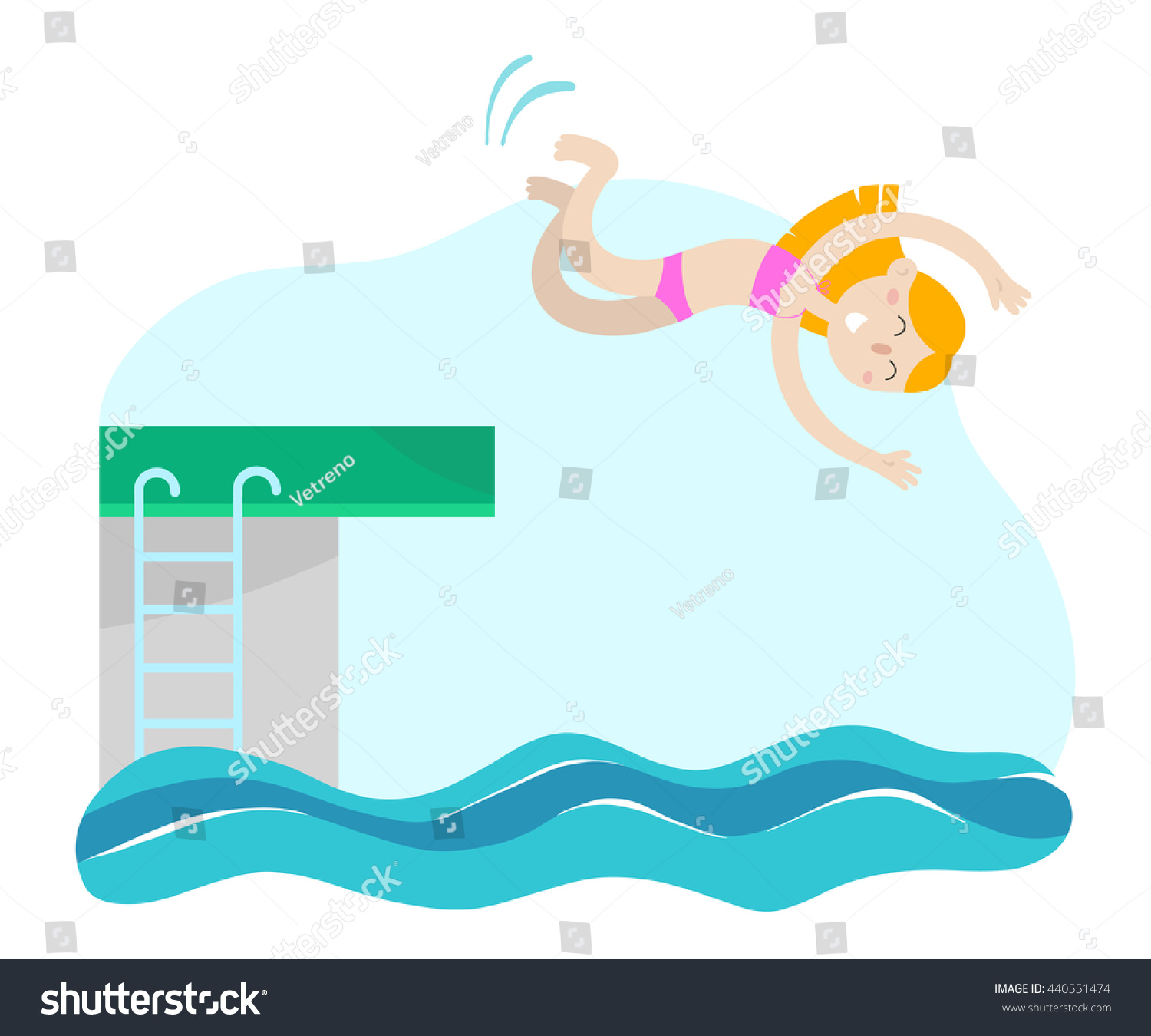 Young Girl Jumping Into Water Heights Stock Vector (Royalty Free ...