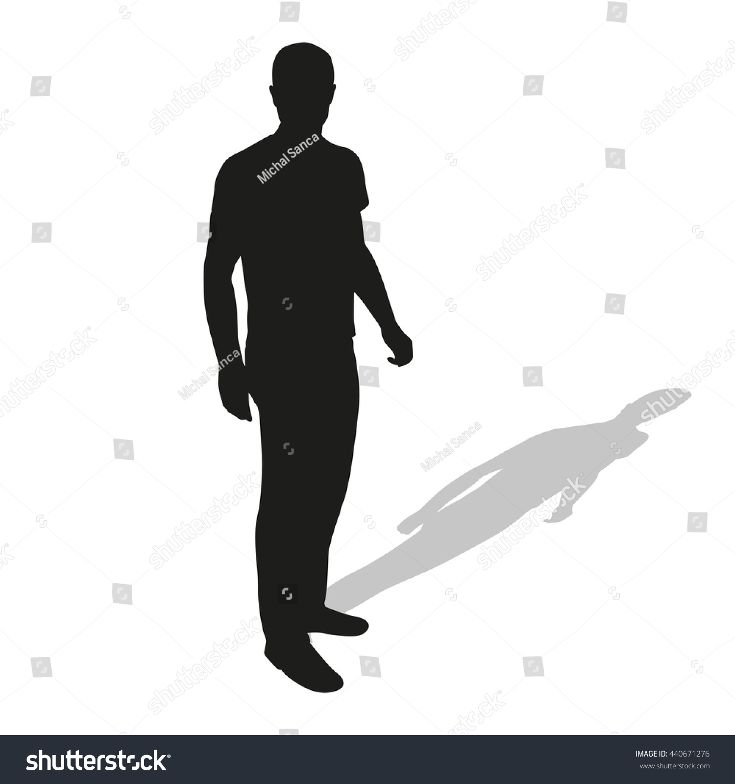 Man Standing Shirt Pants Vector Silhouette Stock Vector (Royalty Free ...