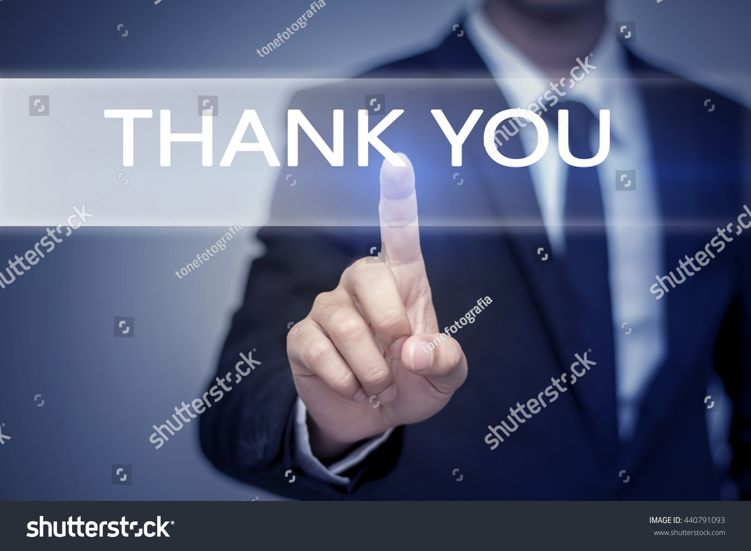 Businessman Hand Touching Thank You Button Stock Photo 440791093 ...